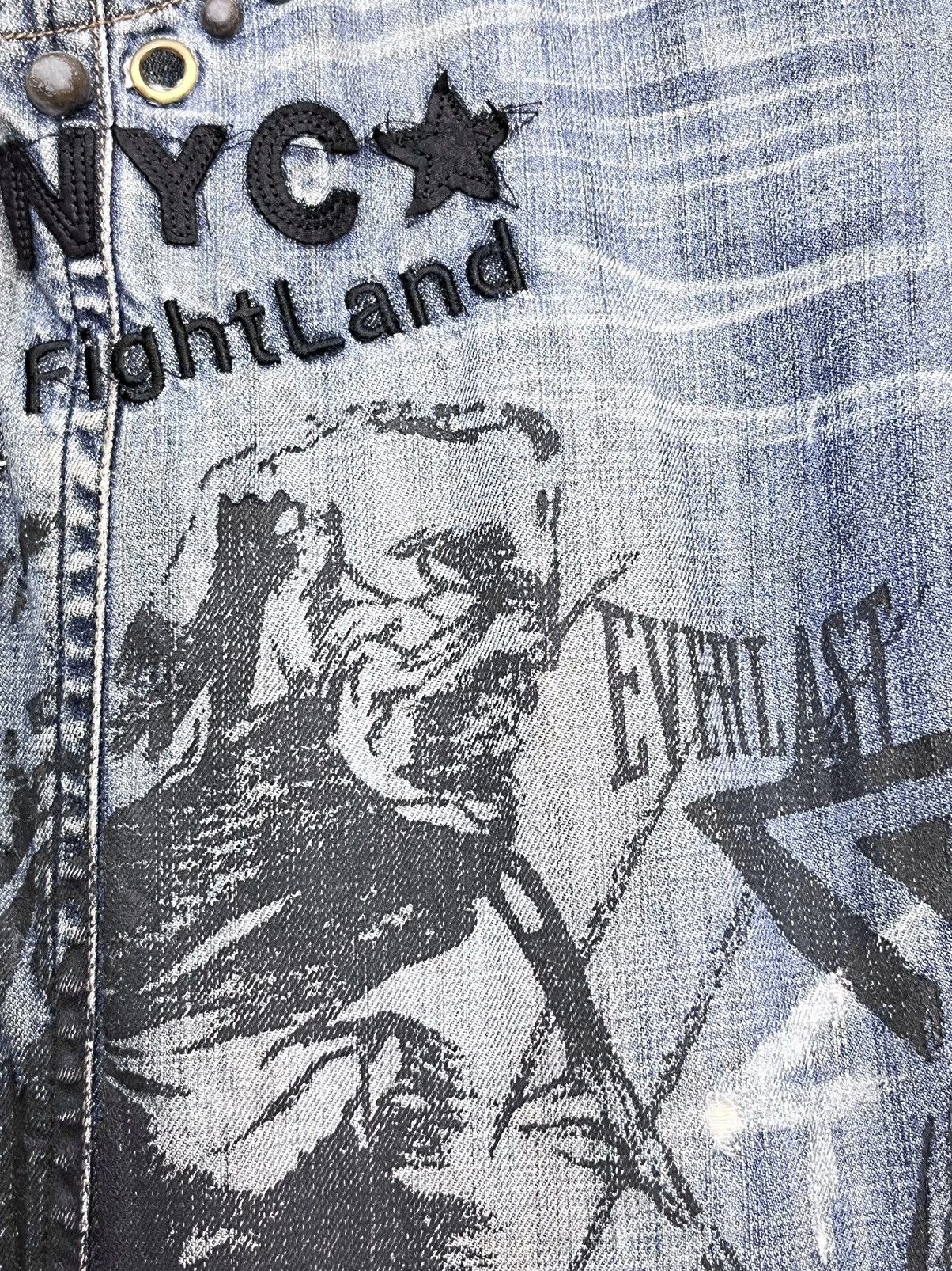 Everlast 🔥Vintage EVERLAST NEW YORK CITY FIGHTLAND Distressed Denim Size US 34 / EU 50 - 3 Thumbnail