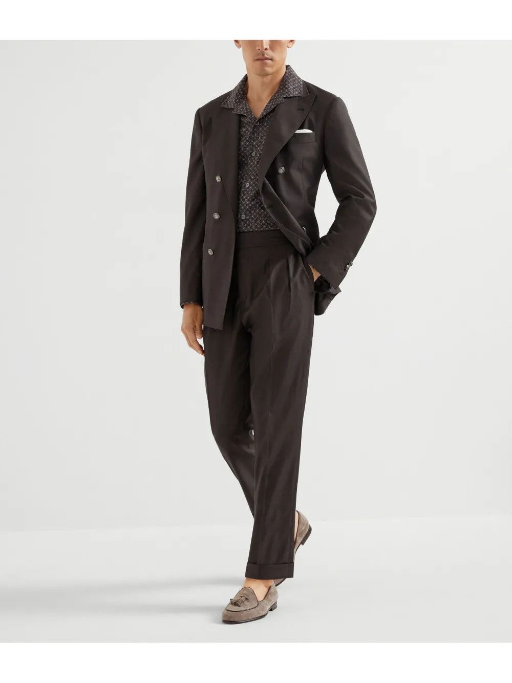 Brunello Cucinelli o1y0526 Double-breasted Blazer in Dark Brown Size US M / EU 48-50 / 2 - 2 Thumbnail