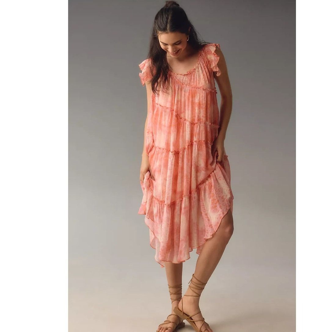 Anthropologie NWT Asymmetric Hanky Sheer Tunic Midi Dress $178 X-LARGE Size XL / US 12-14 / IT 48-50 - 2 Thumbnail