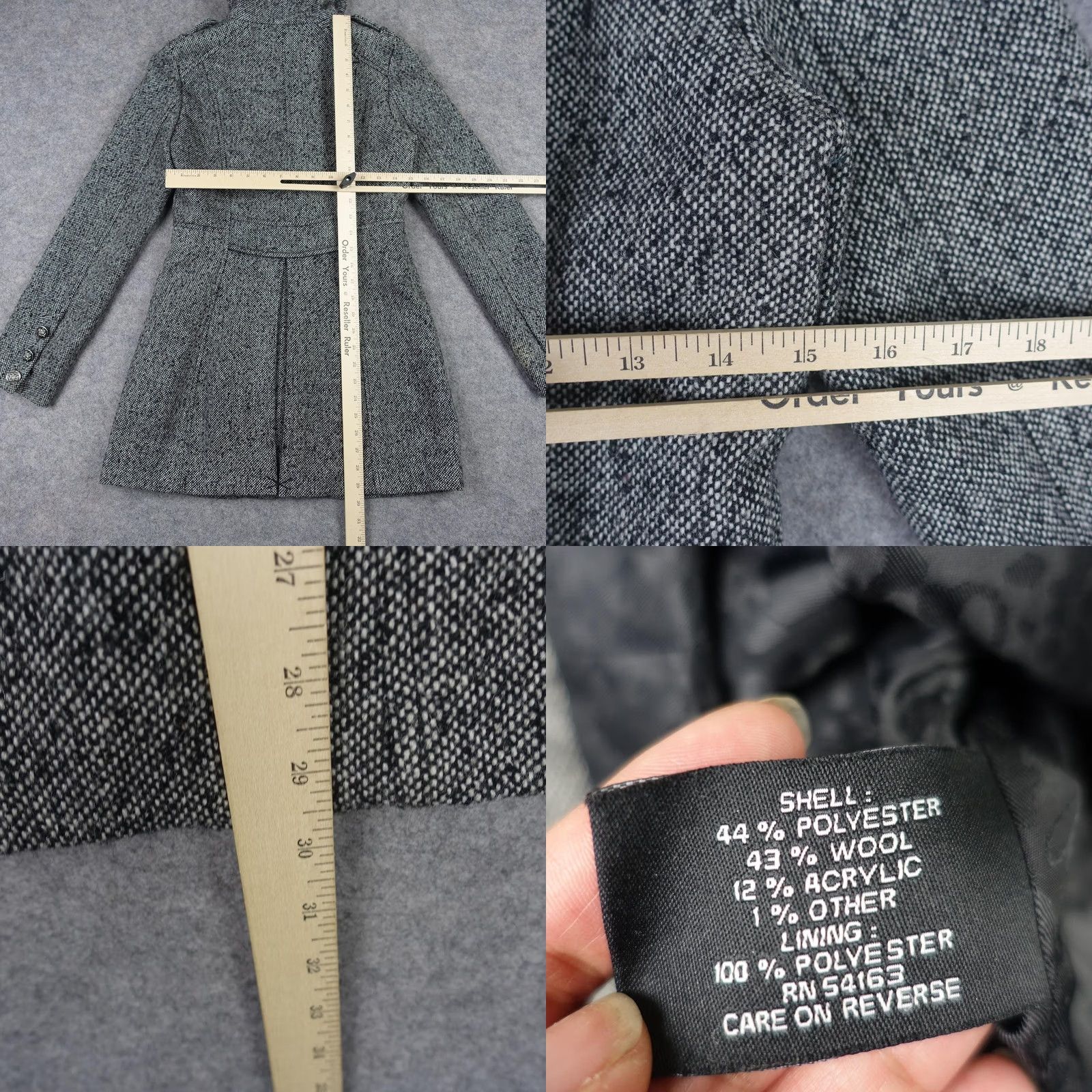 Guess VINTAGE Guess Coat Womens S Gray Wool Tweed Military Double Breasted VTG Y2K Size S / US 4 / IT 40 - 9 Thumbnail