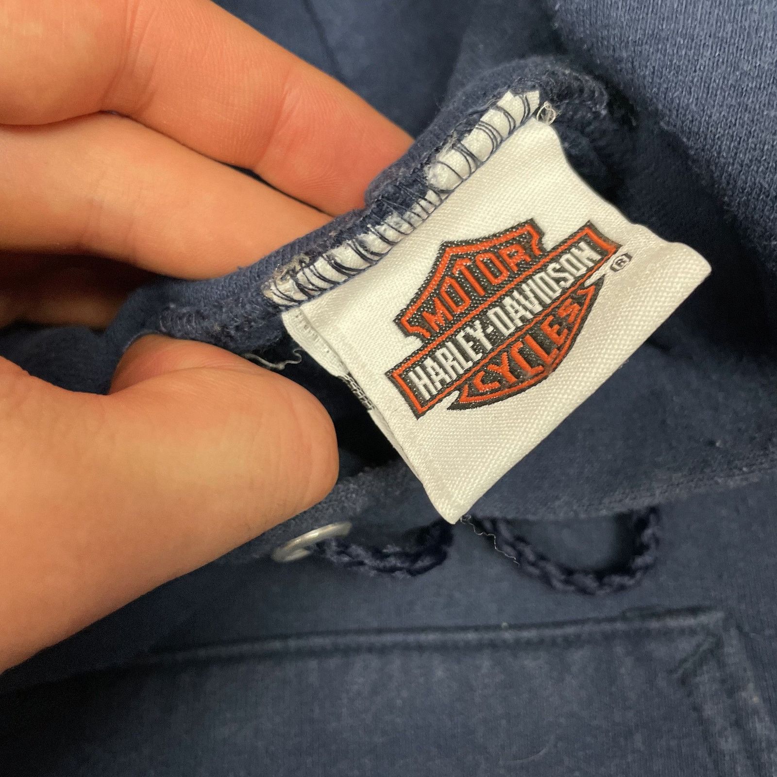 Harley Davidson × Vintage Harley-Davidson Men's Blue Cotton Full Zip Hoodie S (34-36) Size US S / EU 44-46 / 1 - 6 Thumbnail