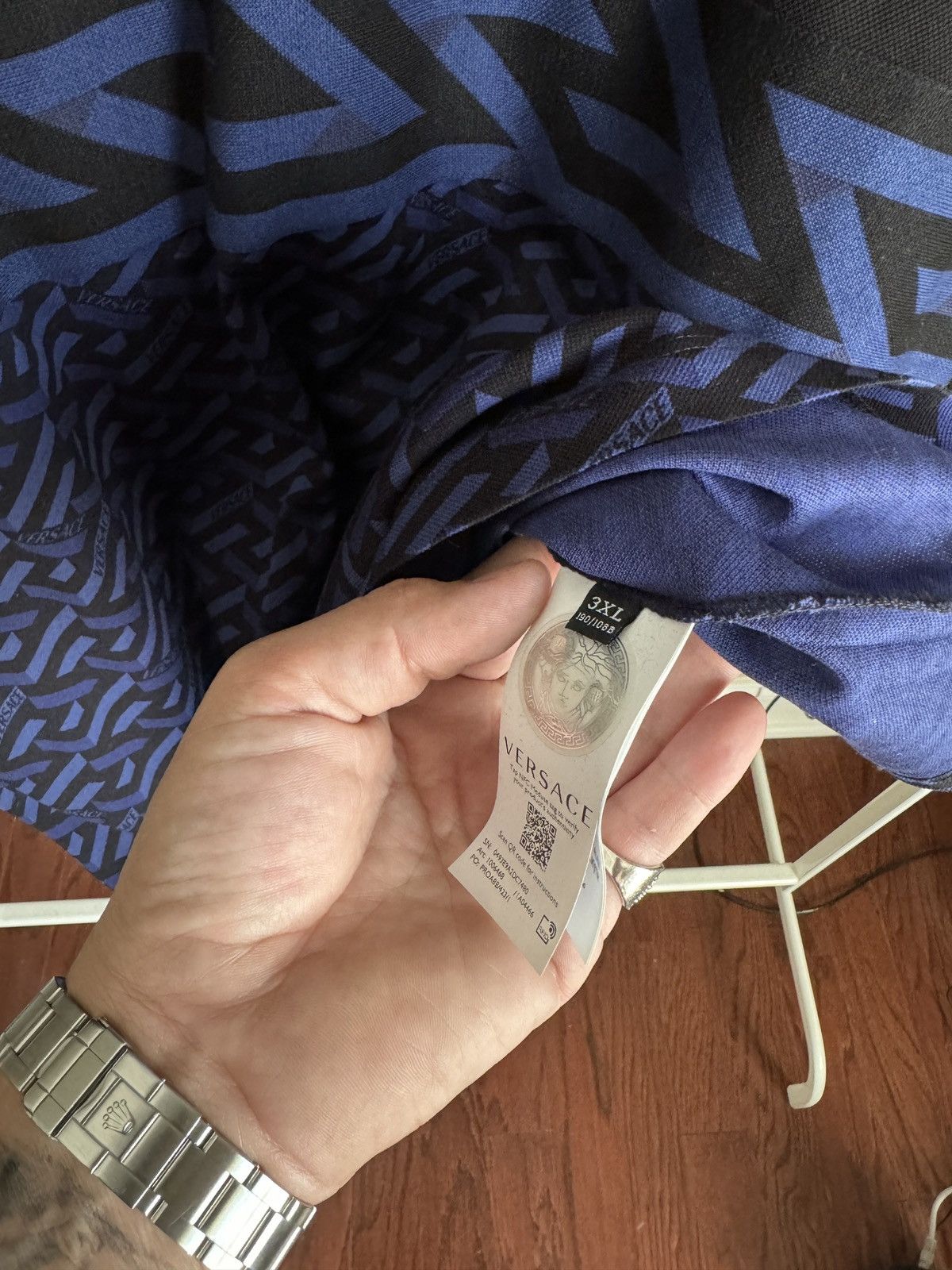 Versace Versace Navy/Black La Greca Polo Size US XXL / EU 58 / 5 - 4 Thumbnail