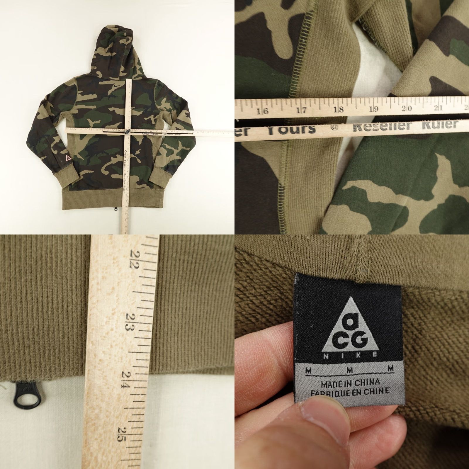 Nike Nike ACG Hoodie Women's Medium Camouflage Full Zip Knit Cotton Green Outdoor Pockets Logo Womens Size M / US 6-8 / IT 42-44 - 8 Thumbnail