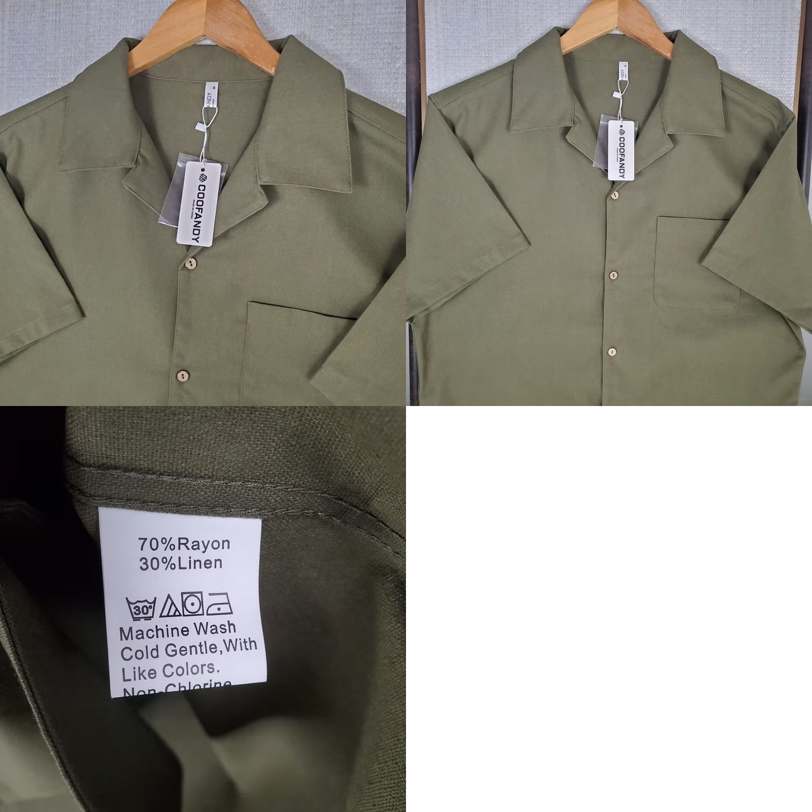 Vintage Coofandy Shirt Mens L Green NEW Size Linen Blend Camp Army Size US L / EU 52-54 / 3 - 9 Thumbnail