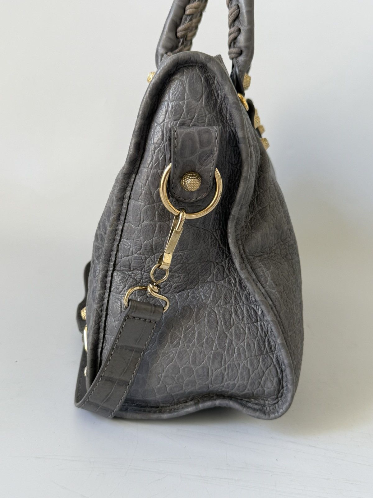 Balenciaga 2000’s Balenciaga Gray Crocodile Giant 12 Gold Hardware City Size ONE SIZE - 4 Thumbnail