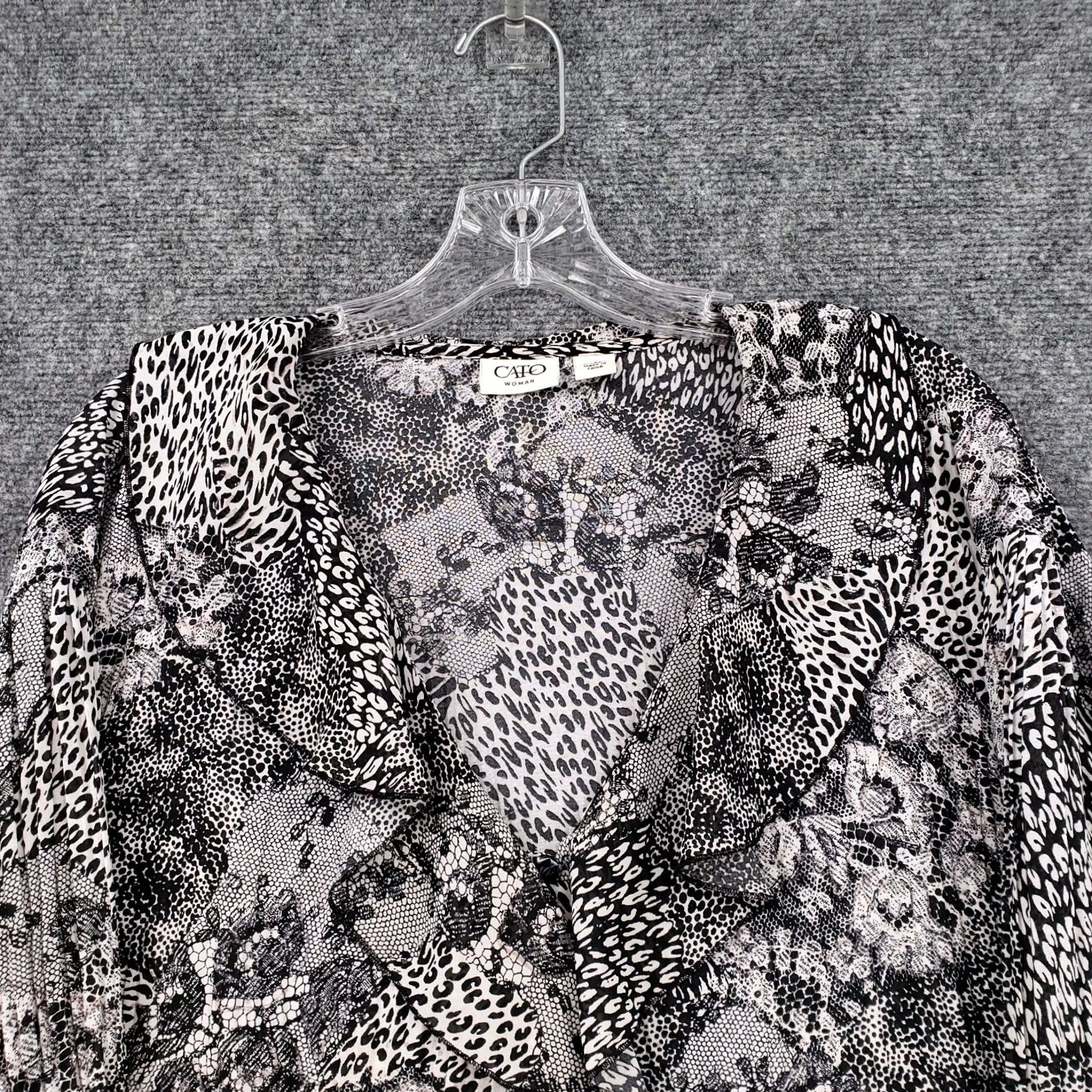 Vintage Cato Blouse Womens Plus Black Ruffle Animal Print 3/4 Sleeve Boho Size 3XL / US 20-22 - 3 Thumbnail
