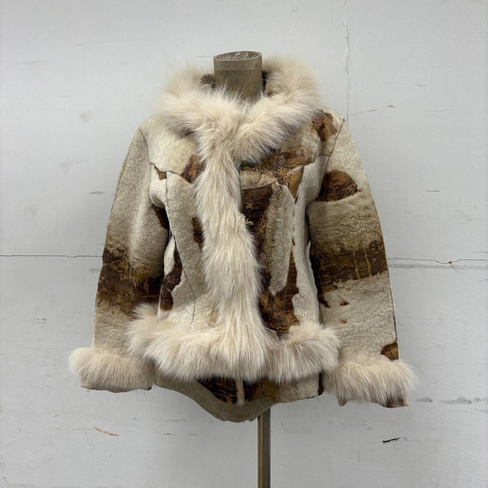 Other Vintage Y2K Patchwork Suede & Fox Fur "Penny Lane" Jacket Size S / US 4 / IT 40 - 1 Thumbnail