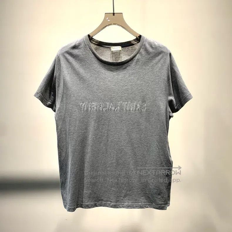 Saint Laurent Paris Grey Chest Logo Short Sleeve