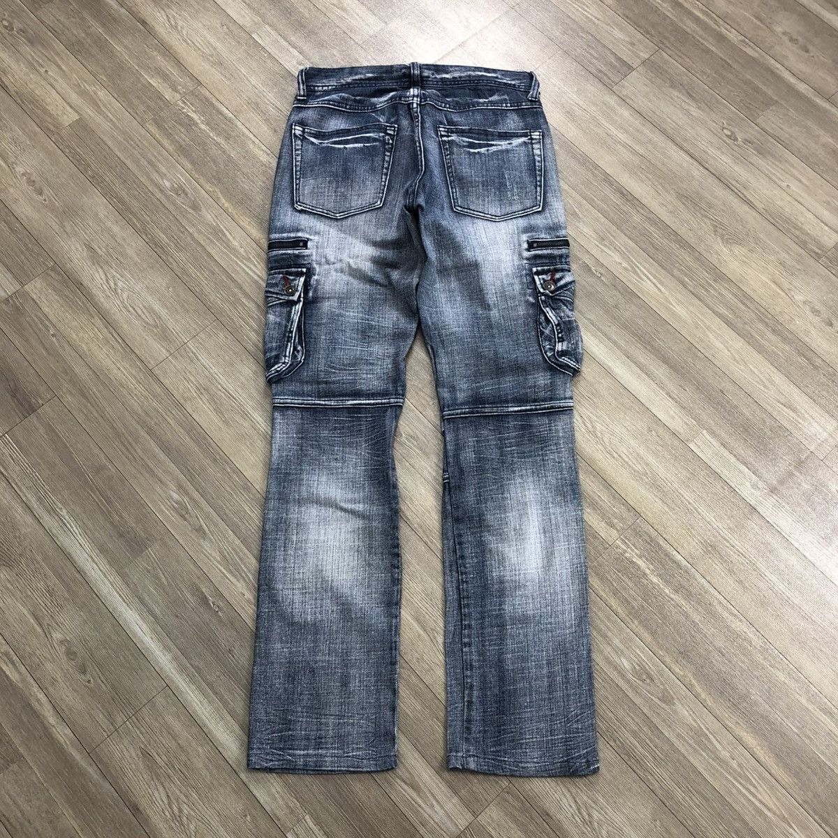 If Six Was Nine × In The Attic × Le Grande Bleu (L.G.B.) 2000s In The Attic Homme Distressed Bondage Cargo Jeans Y2K Size US 28 / EU 44 - 14 Thumbnail