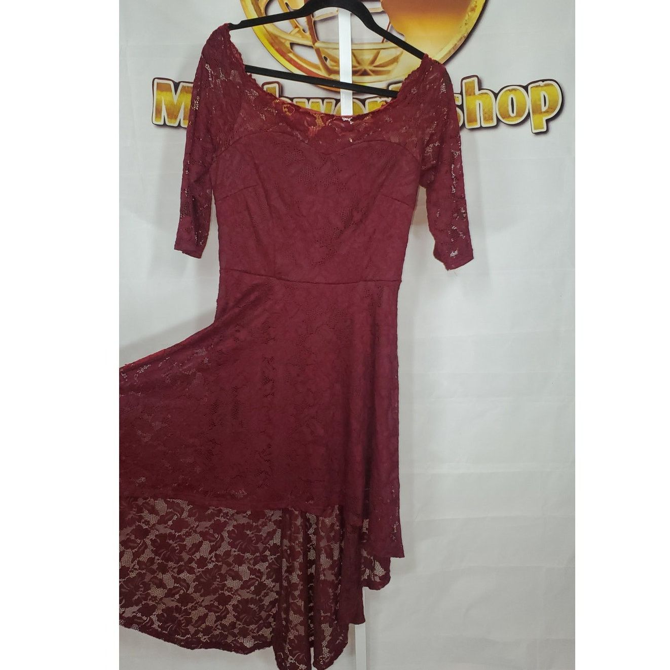 Other Muadress Burgundy Lace Off Shoulder High Low Dress Size L Size L / US 10 / IT 46 - 4 Thumbnail