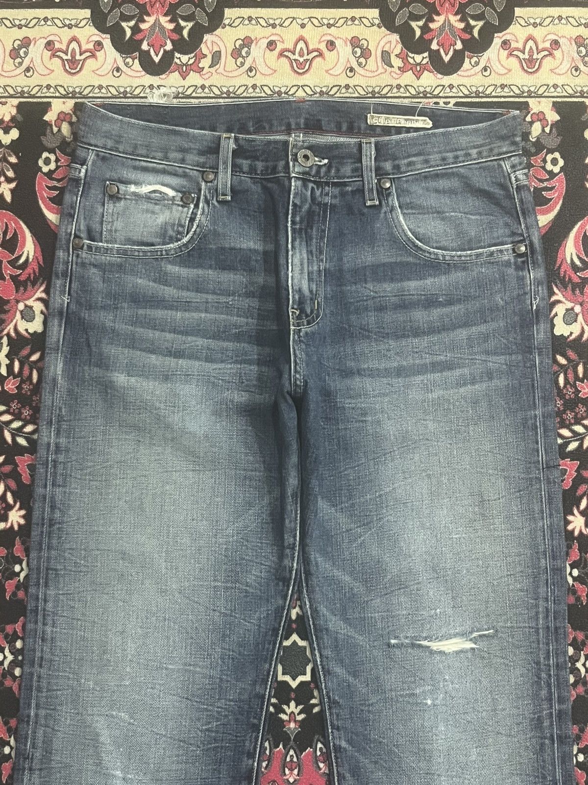 Chip & Pepper Vintage Chip & Pepper Blue Faded Whisker Rip Straight Jeans Size US 29 - 4 Thumbnail