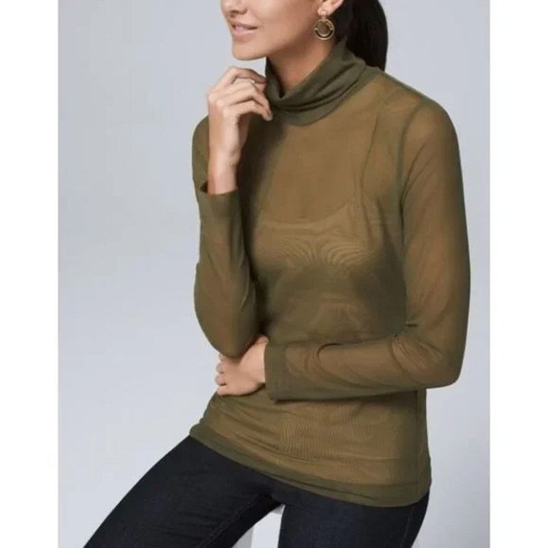 White House Black Market White House Black Market Womens Sheer Turtleneck Top Sz XXS Size XXS / US 00 / IT 34 - 1 Thumbnail