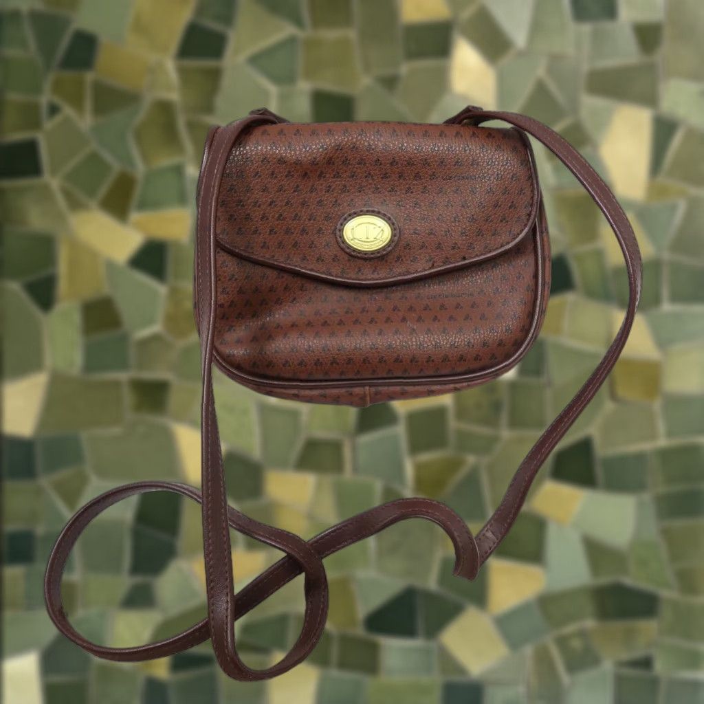 Liz Claiborne VINTAGE Liz Claiborne Crossbody Bag Womens Mini Brown Faux Leather Printed 90s 7" L 6" H 2.5" W Casual Size ONE SIZE - 1 Thumbnail