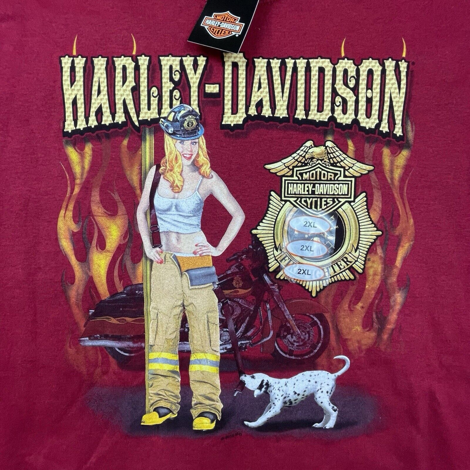 Harley Davidson Harley Davidson 2XL Fire Fighter Pin-Up Girl Flames Cali Size US XXL / EU 58 / 5 - 3 Thumbnail
