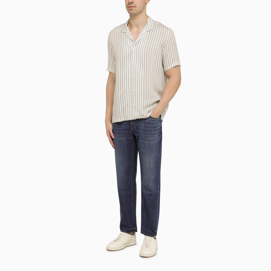 PT Torino PT Torino White viscose striped shirt