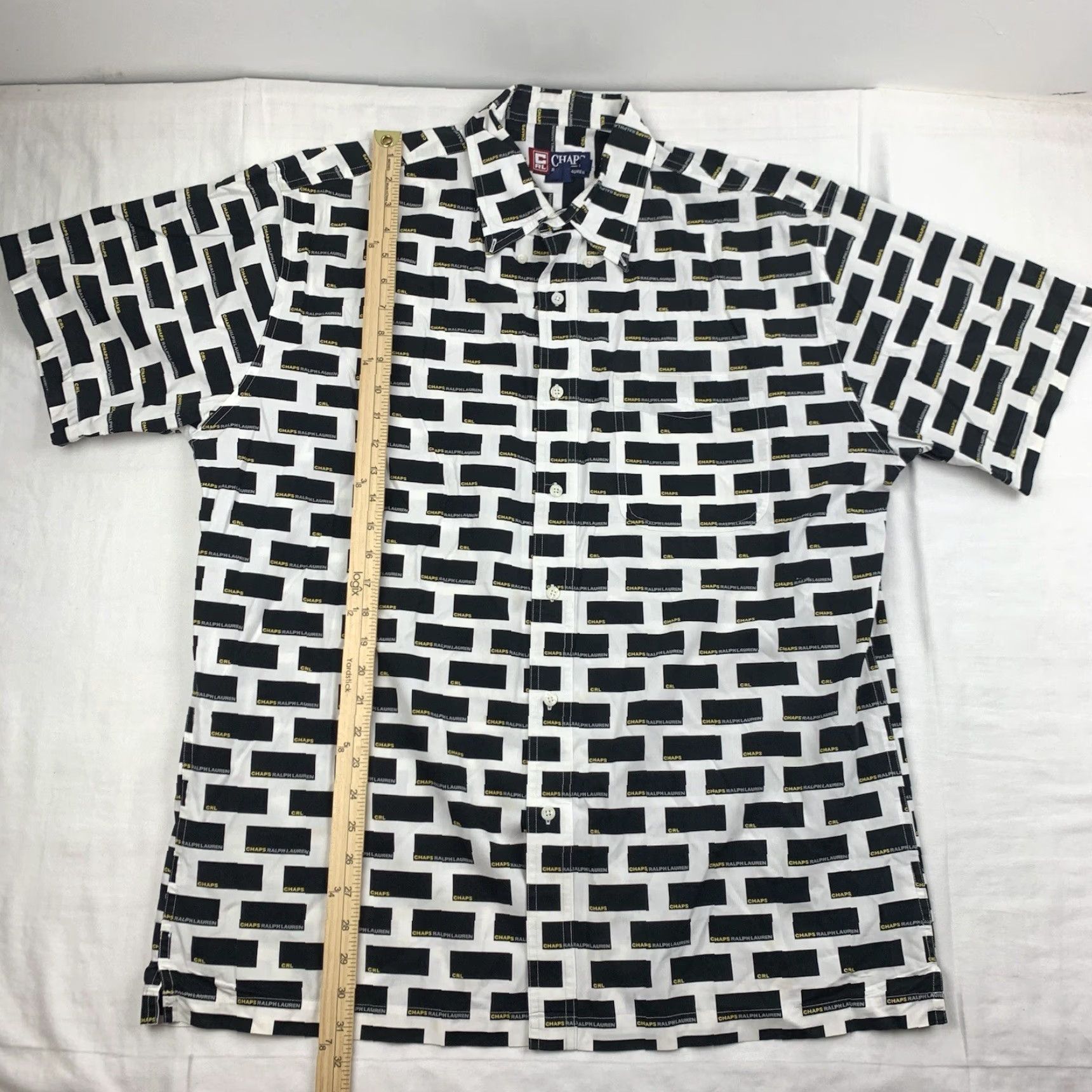 Chaps VINTAGE Chaps Ralph Lauren Button Up Shirt Adult L White All Over Print Y2K 90s Grunge Mens Shirt Size US L / EU 52-54 / 3 - 5 Thumbnail