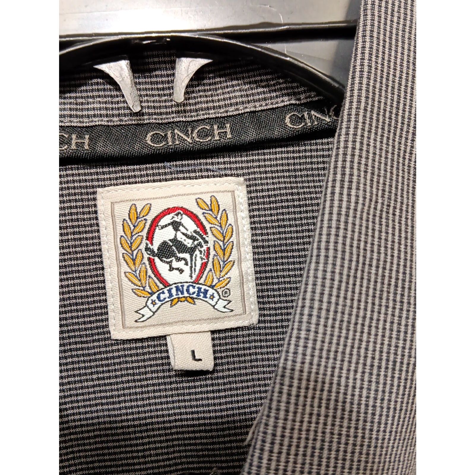 Logo 7 Cinch Shirt Long Sleeve Button-Up Black Men's L Pocket Logo Western Rodeo EUC Size US L / EU 52-54 / 3 - 4 Thumbnail