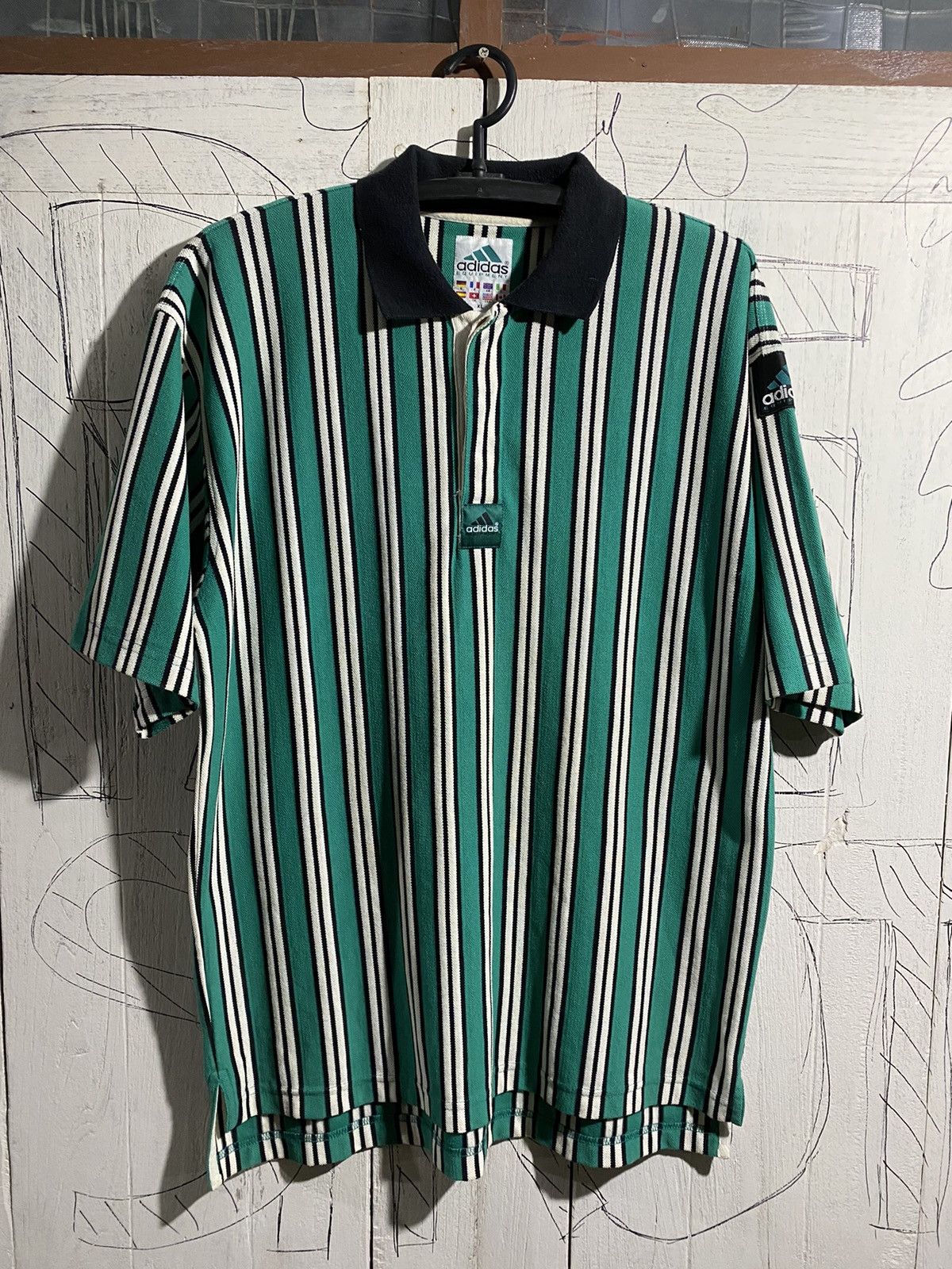 Adidas 90s Game Polo Tシャツ 1990s adidas Portugal Polo Shirt - 8/10 - (L)