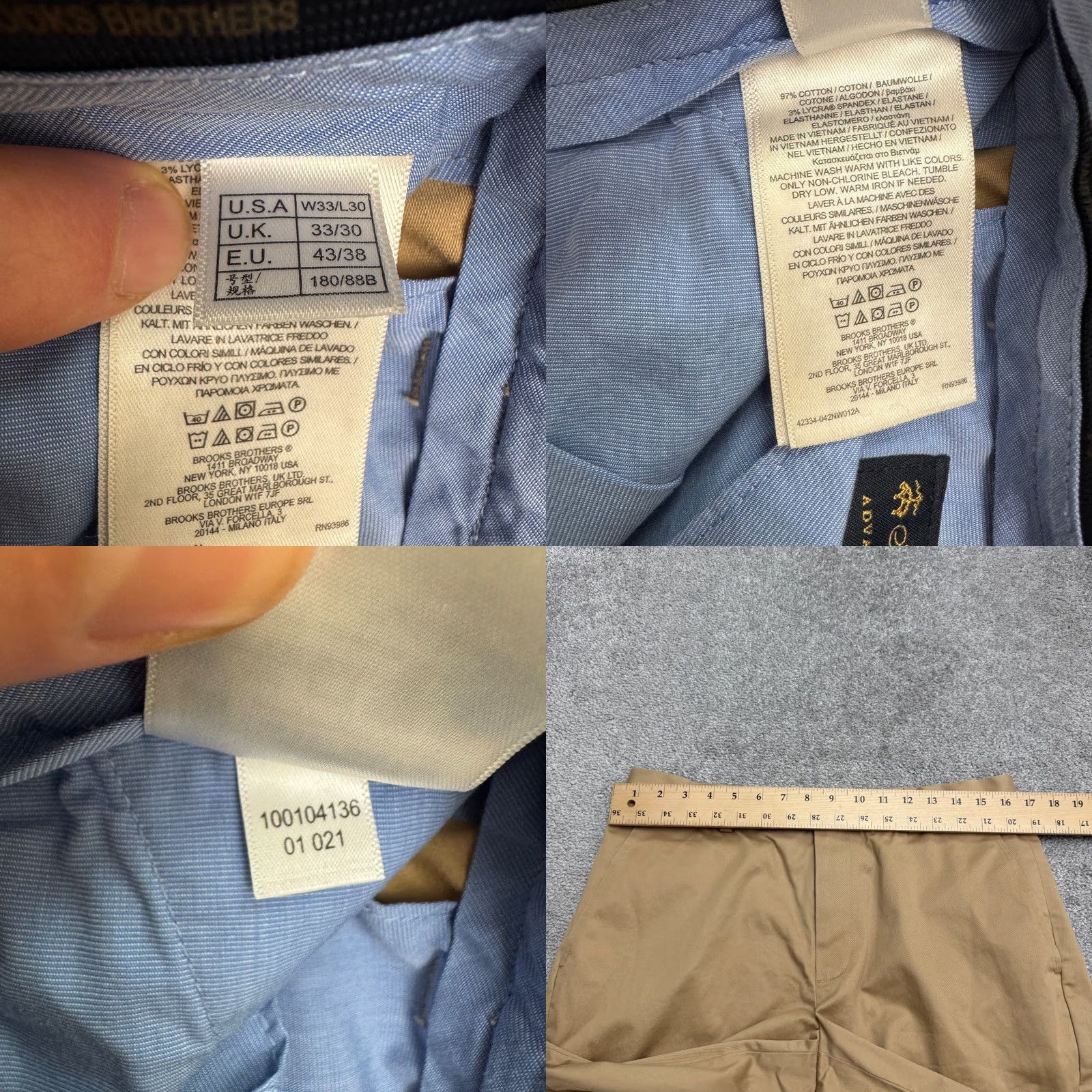Brooks Brothers Brooks Brothers Advantage Milano Chino Pants Mens 33x30 Brown Straight Leg Chino Khaki Size US 33 - 8 Thumbnail