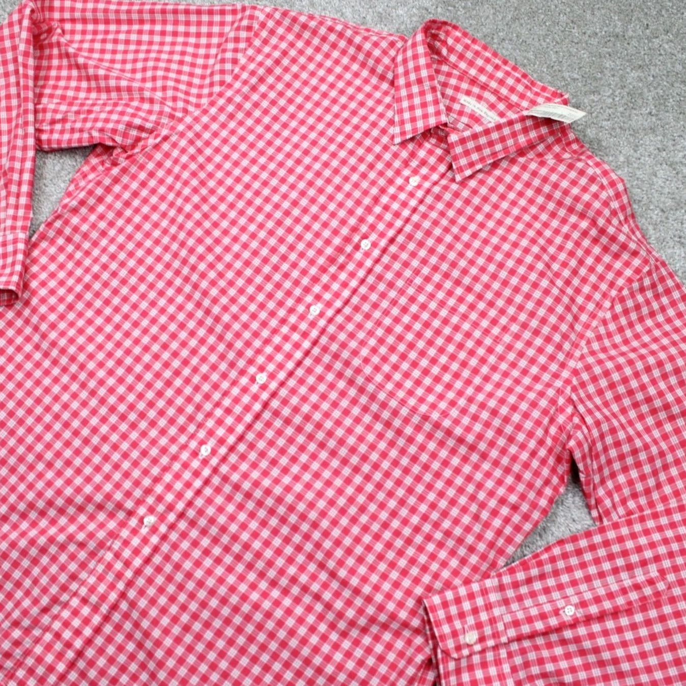 Vintage New England Shirt Company Shirt Mens 2XL Pink/White Grid Check L/S Cotton Size US XXL / EU 58 / 5 - 4 Thumbnail