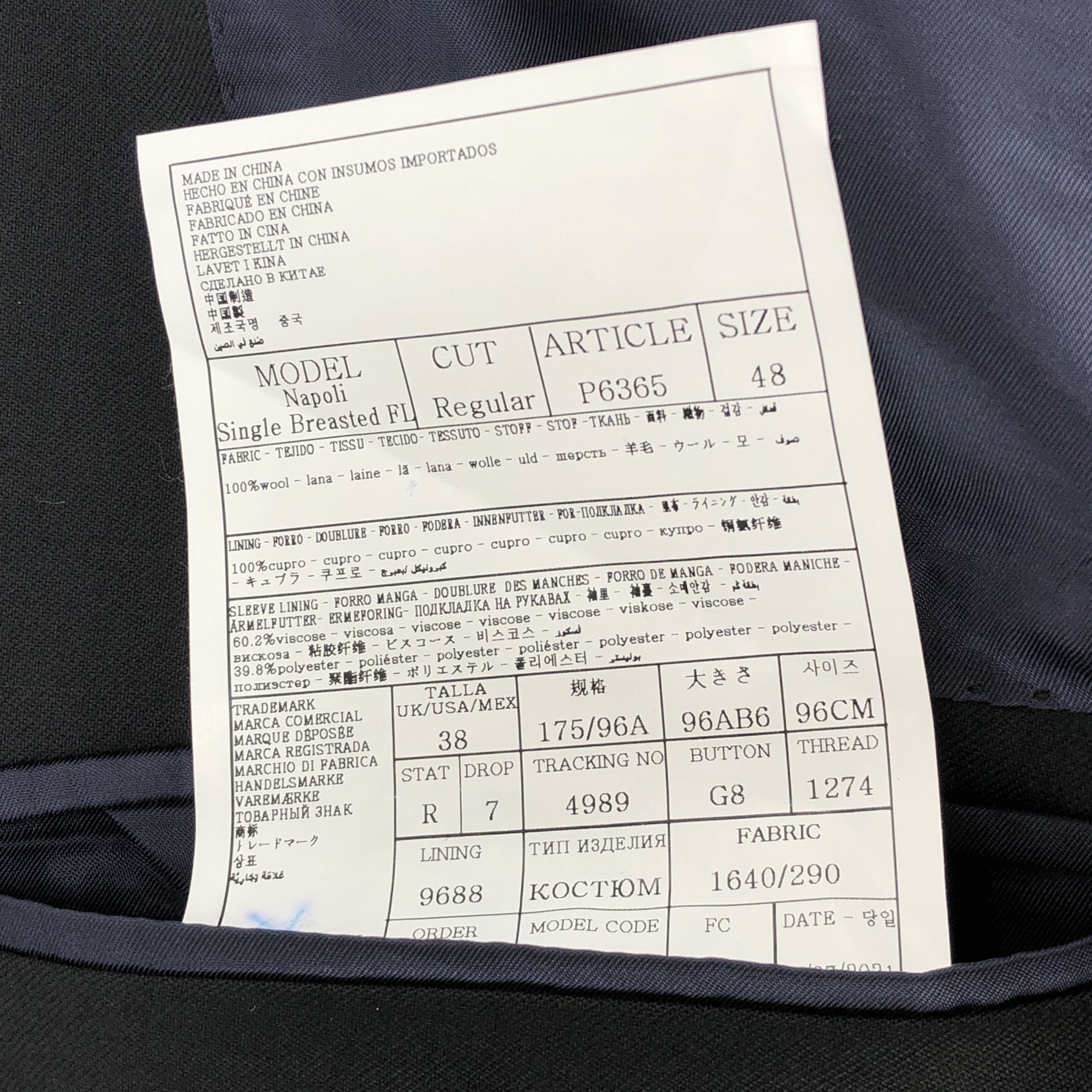 Suitsupply Napoli Single Breasted Wool Blazer Size EU:48; UK:38; US:38R Size 38R - 9 Thumbnail