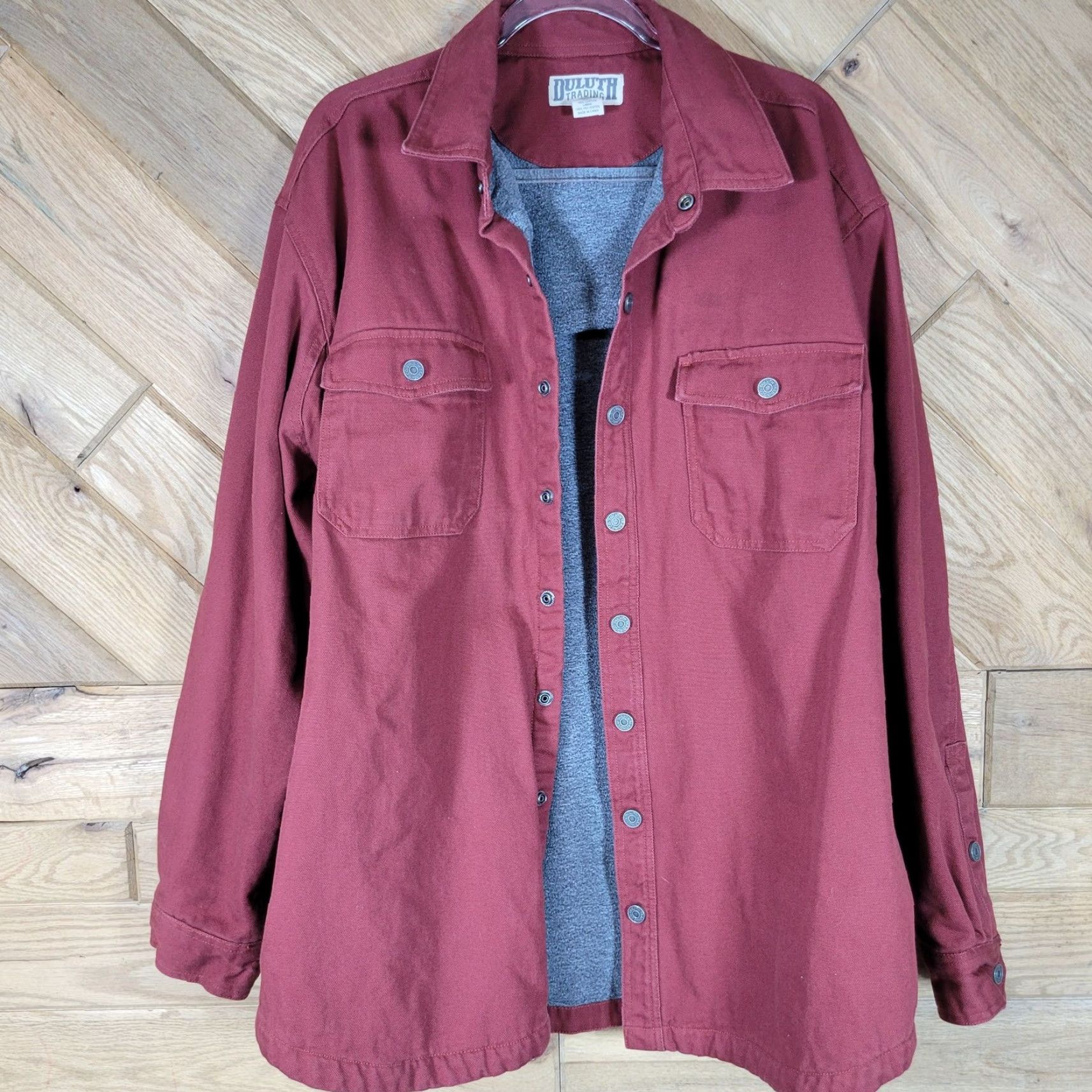 Vintage Duluth Men XLT Shacket Jacket Maroon Lined Fleece Polyester Heavy Canvas Winter Fall Spring Shacket Size US XL / EU 56 / 4 - 2 Thumbnail