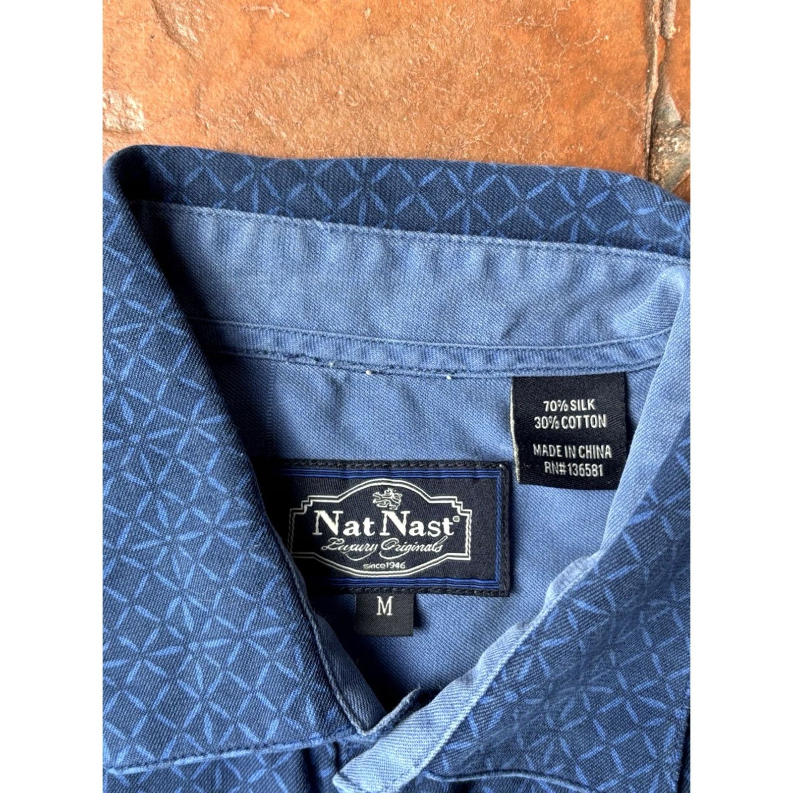 Nat Nast Nat Nast Silk Button Up Hawaiian Shirt Men’s Medium Blue Abstract Short Sleeve Size US M / EU 48-50 / 2 - 2 Thumbnail