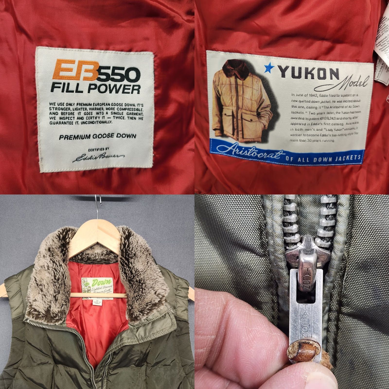 Eddie Bauer VINTAGE Eddie Bauer Yukon Model Down Vest Womens M Olive EB550 Goose Fur Collar Vest Size M / US 6-8 / IT 42-44 - 8 Thumbnail
