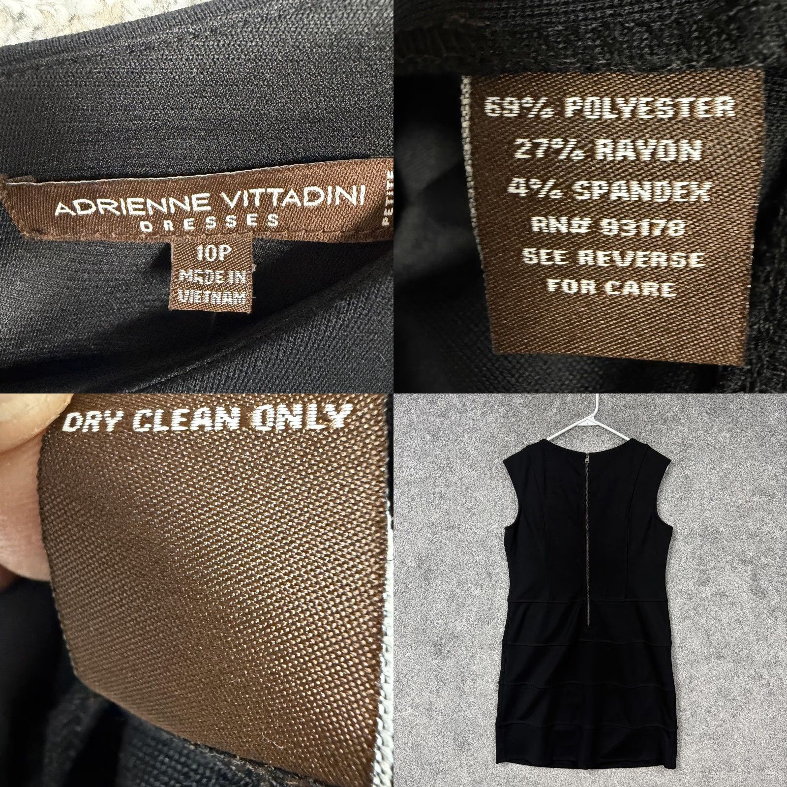 Vintage Adrienne Vittadini Sheath Dress Petite 10P Black NWT Workwear Cocktail Party Sleeveless Zip Pockets Size L / US 10 / IT 46 - 8 Thumbnail