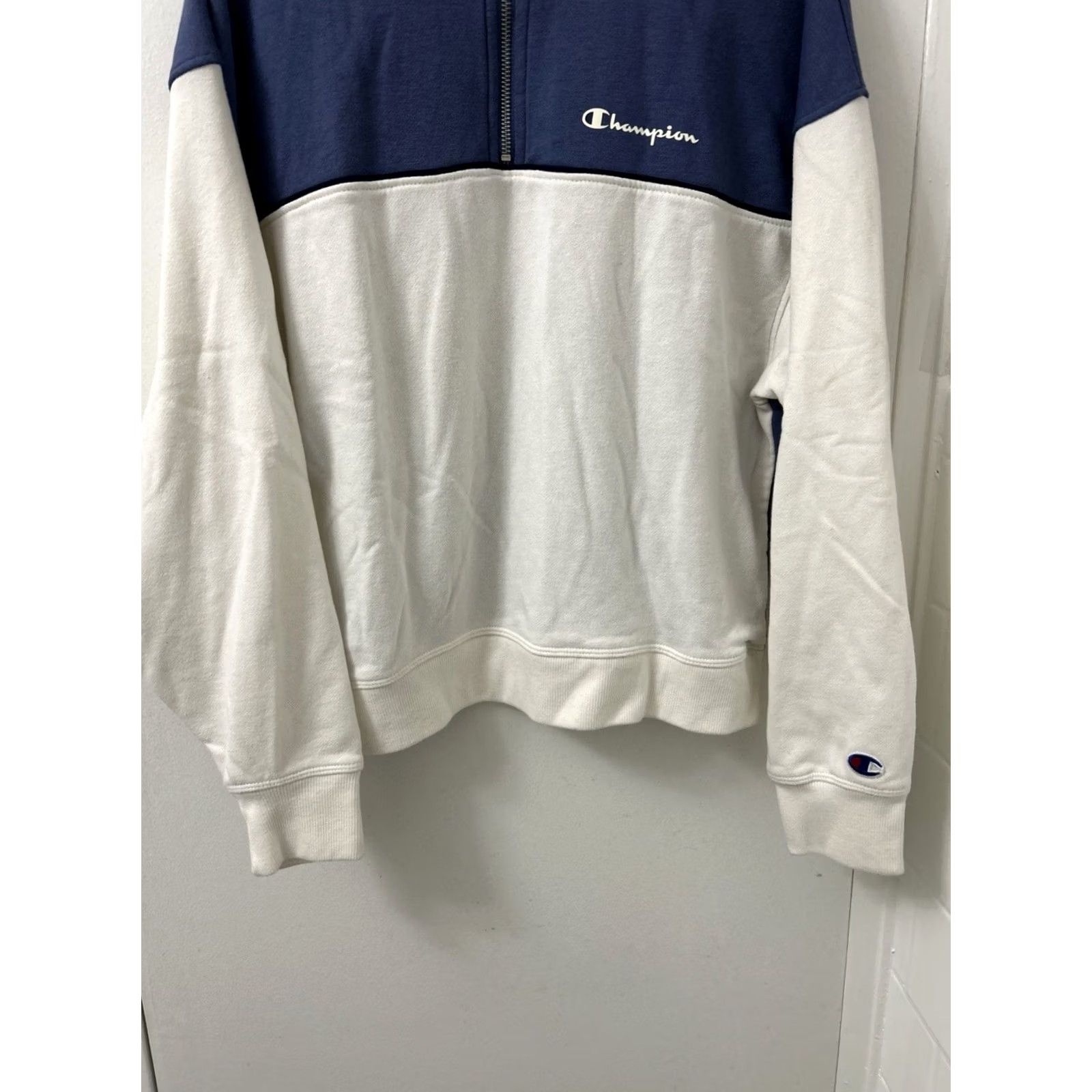 Champion Champion Colorblock 1/4 Zip Womens Sweatshirt Pullover Long Sleeve Sz S Blue White Logo Regular Fit Size S / US 4 / IT 40 - 3 Thumbnail