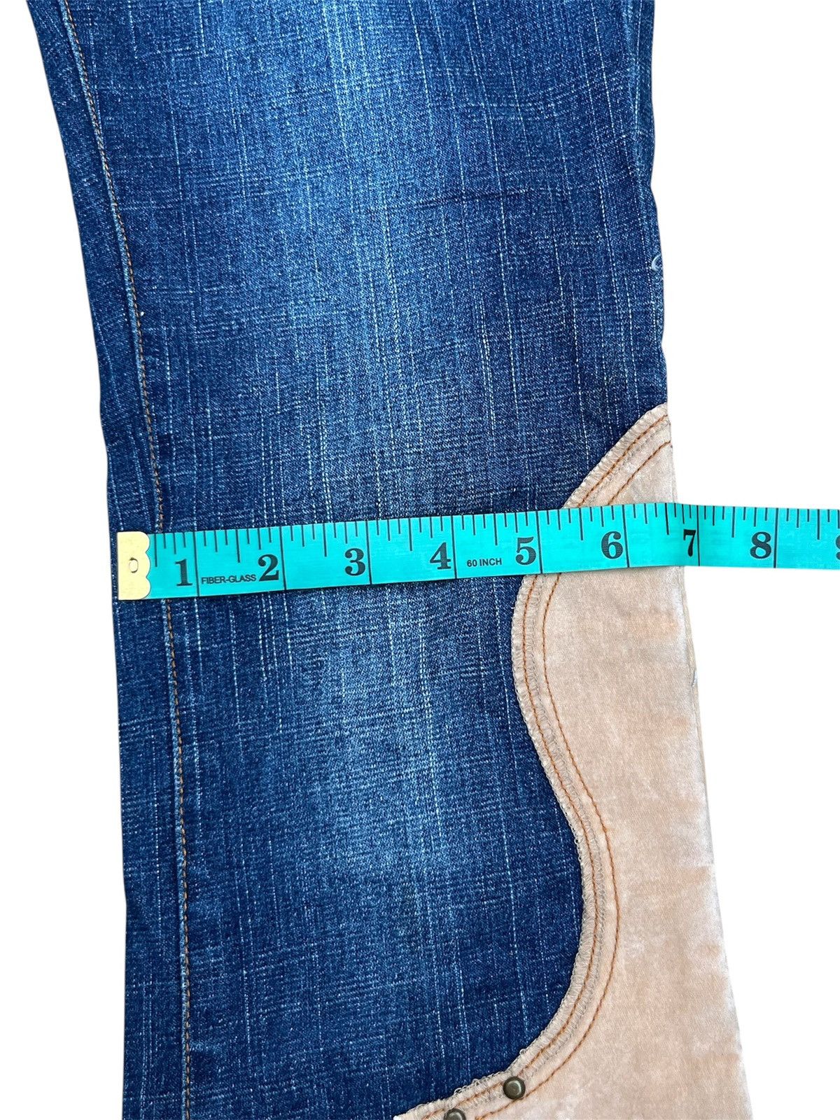 Japanese Brand 💥 LEATHER PATCHWORK FLARED 💥 HIT IT OFF Jeans Size US 27 - 15 Thumbnail