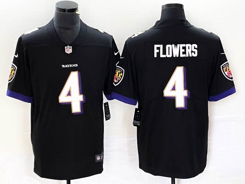 Custom Men Baltimore Ravens 4 Flowers Black Stitched Jersey | Grailed