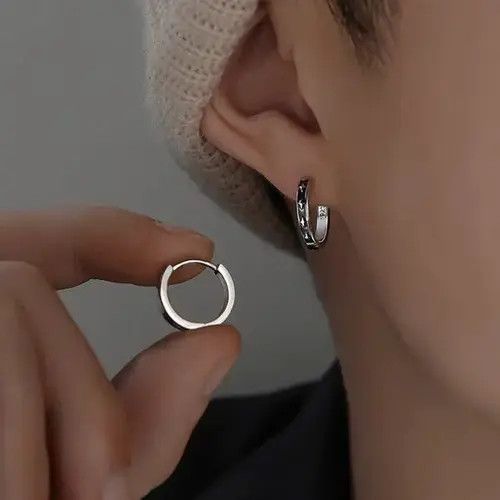 Japanese Brand 925 Silver Plated Small Silver Hoop Earrings for Men Women Size ONE SIZE - 3 Thumbnail