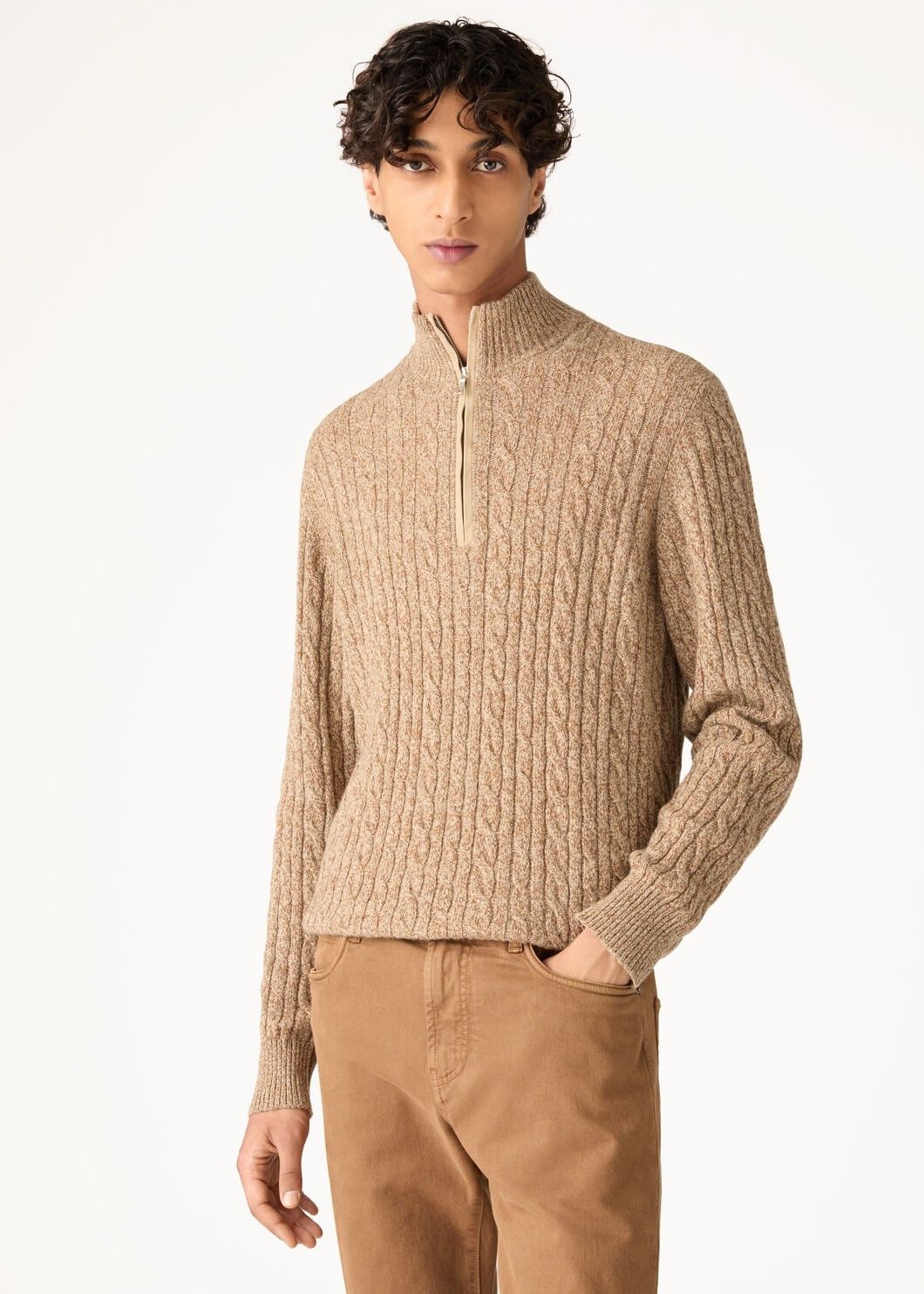 Loro Piana o1w1db10725 FAD7358 Treccia Sweater in Camel Size US S / EU 44-46 / 1 - 4 Thumbnail