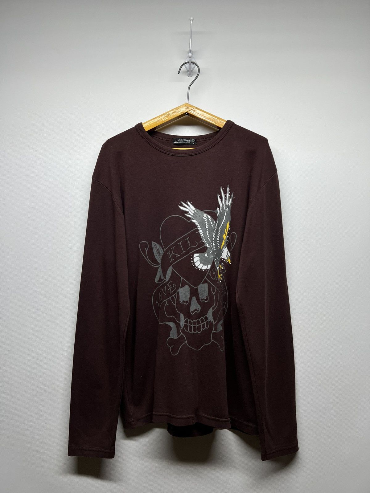 Ed Hardy Vintage Y2k Ed Hardy Skull Eagle 🦅☠️ Brown 🤎 Long Sleeve 00’s Size US L / EU 52-54 / 3 - 4 Thumbnail