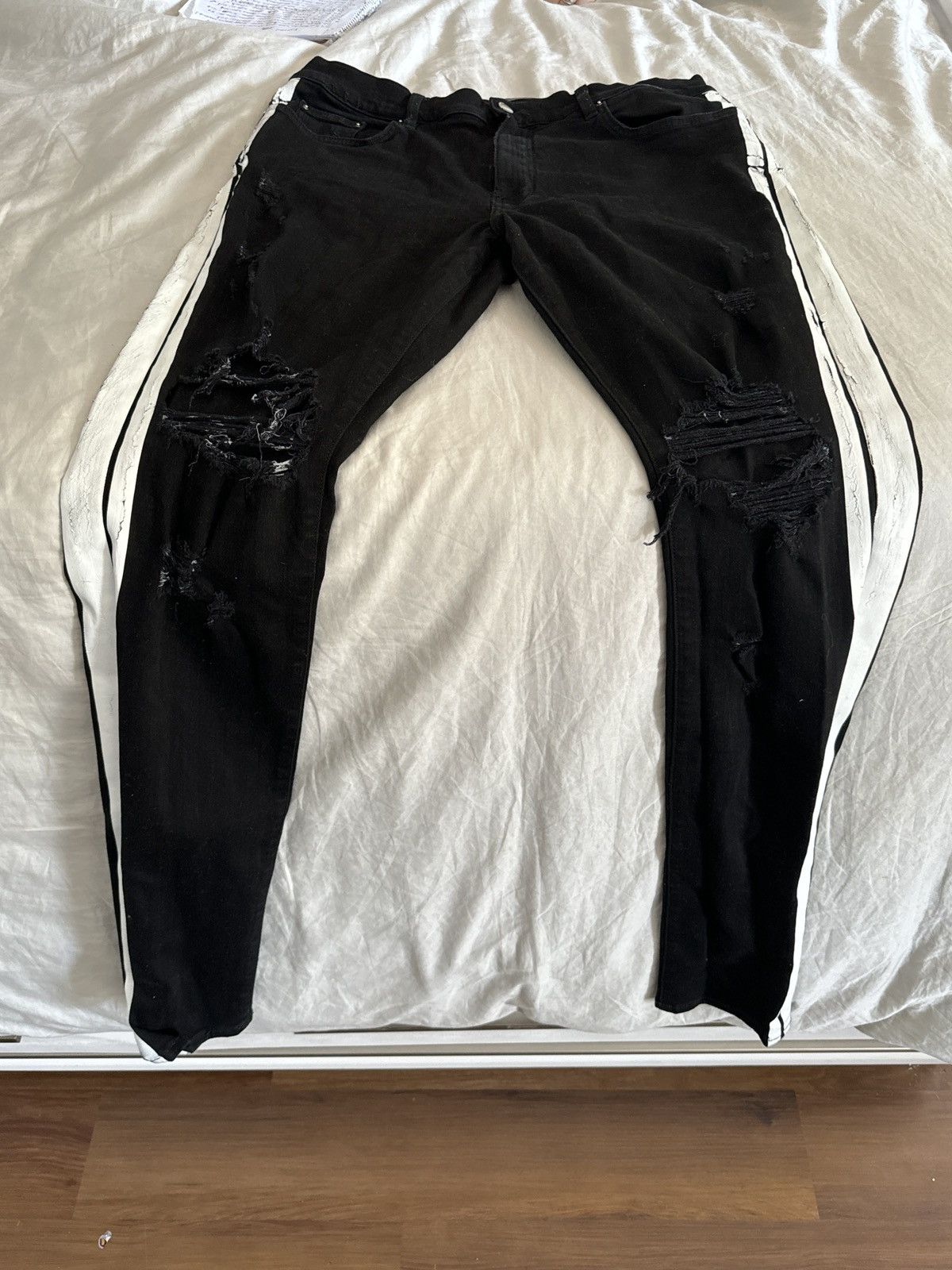 image of Amiri Amira Black And Pinstripe Jeans, Men's (Size 38)