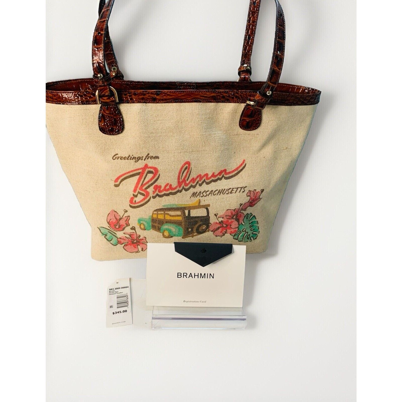 BRAHMIN Brahmin Brooke Pecan Pipa Greeting Massachusetts Tote Woody Size ONE SIZE - 1 Thumbnail