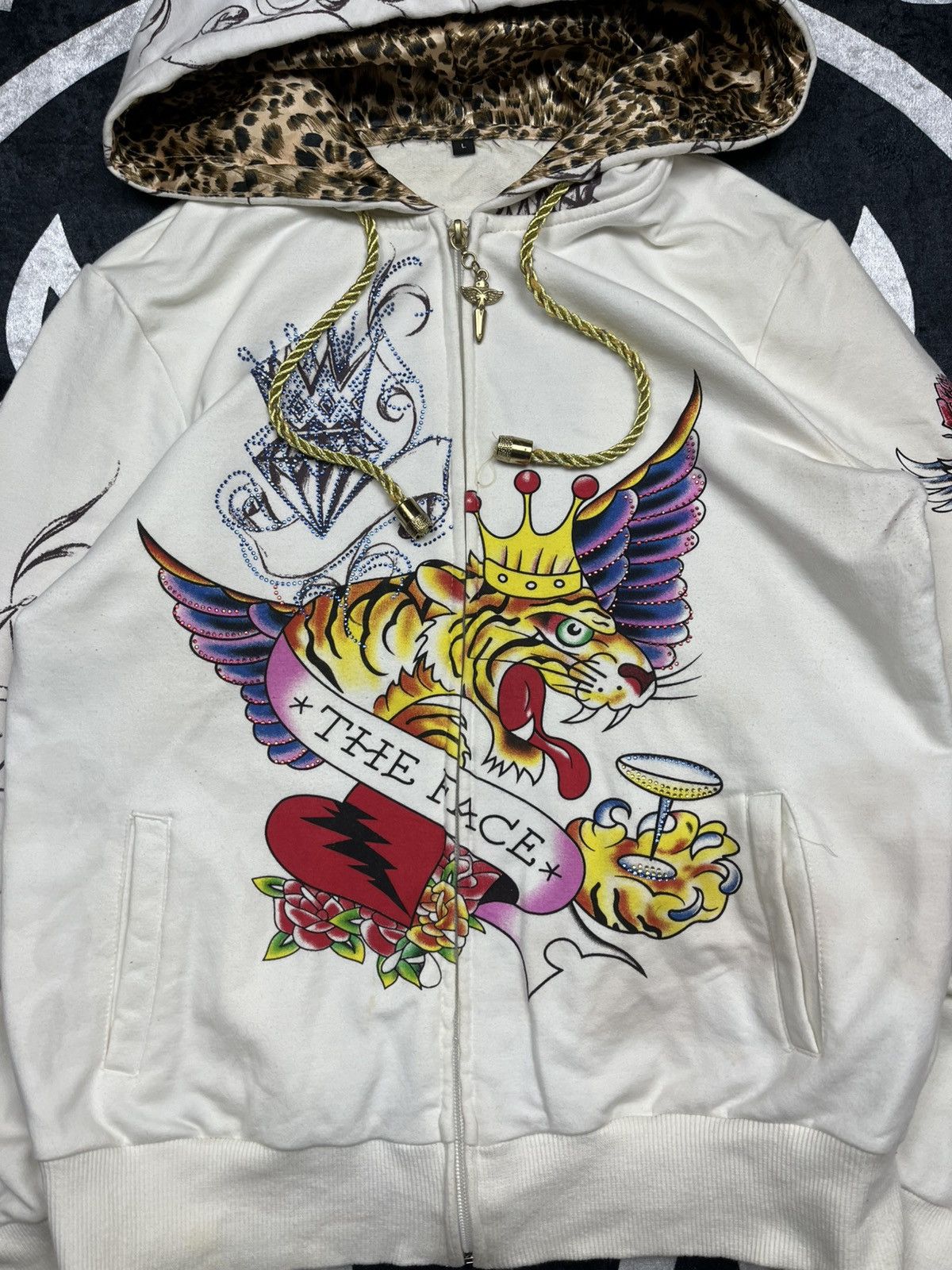 If Six Was Nine LGB IfSixWasNine Ed Hardy Style Leopard Fur Faux Zip Hoodie Size L / US 10 / IT 46 - 3 Thumbnail