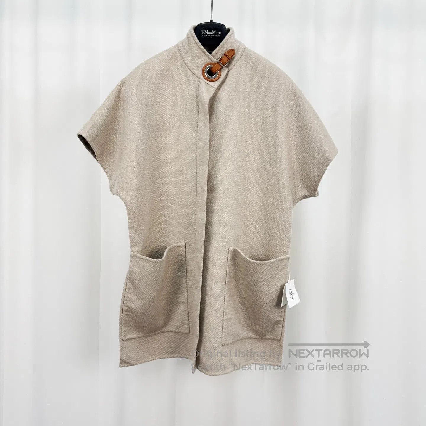 Hermes Hermes Beige-Grey Leather Patch Cashmere Vest Jacket| Size XXS / US 00 / IT 34 - 1 Thumbnail