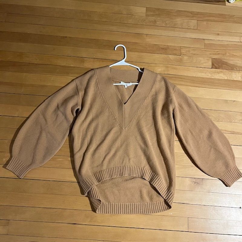 Tibi Tibi Merino Wool V-neck Puff Sleeve Camel Sweater Small Size S / US 4 / IT 40 - 11 Thumbnail