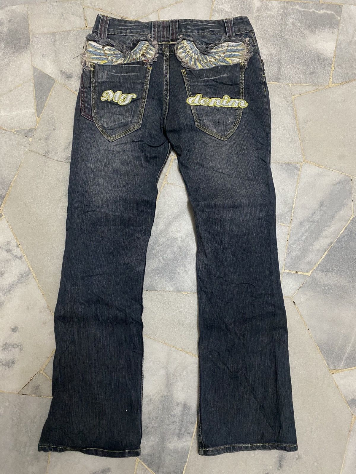 Japanese Brand Vintage Embroidered Wing Denim Jeans (Y2K Style) Size 30" / US 8 / IT 44 - 6 Thumbnail