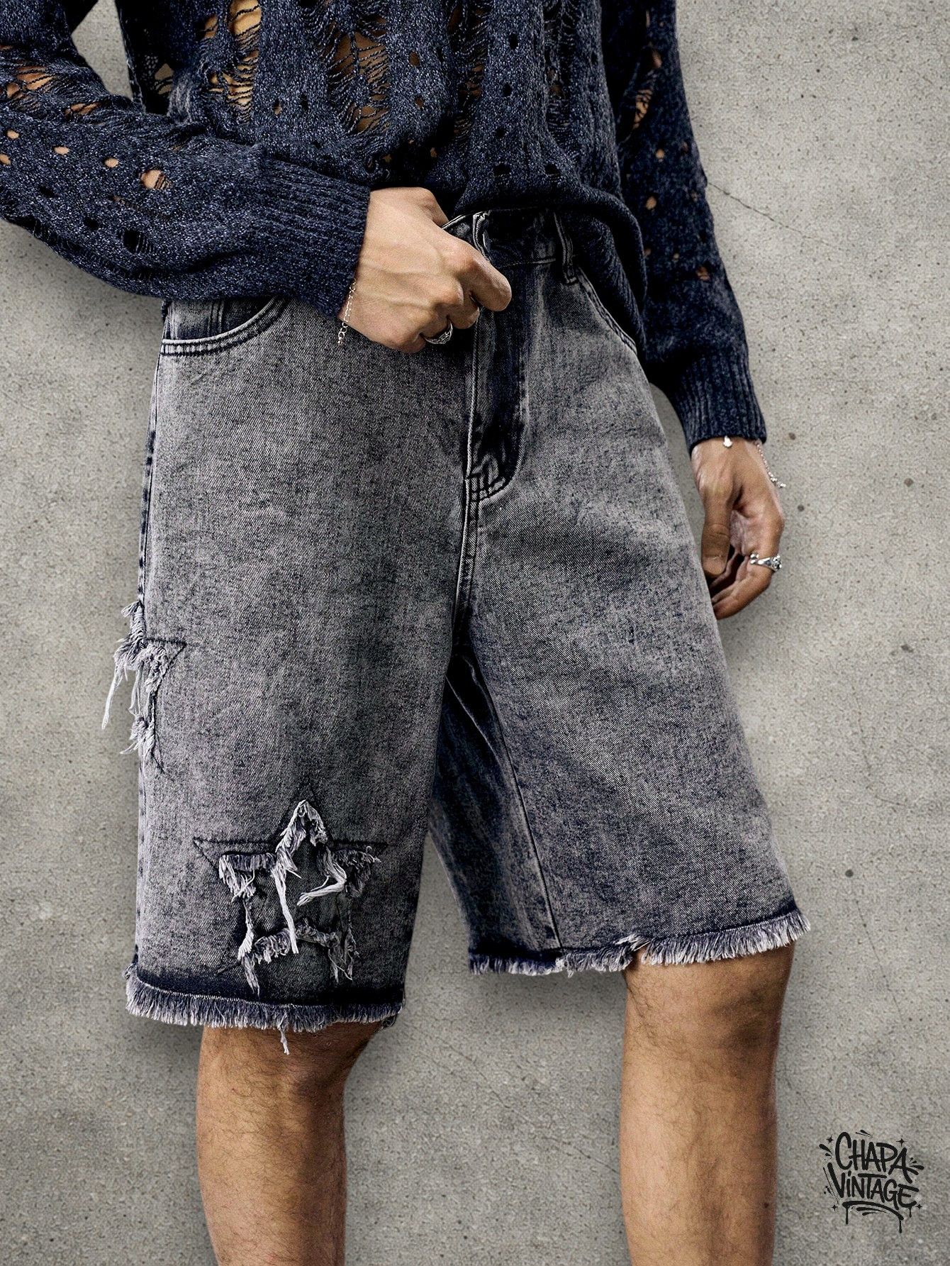Japanese Brand Distressed gray shorts denim Size US 32 / EU 48 - 3 Thumbnail