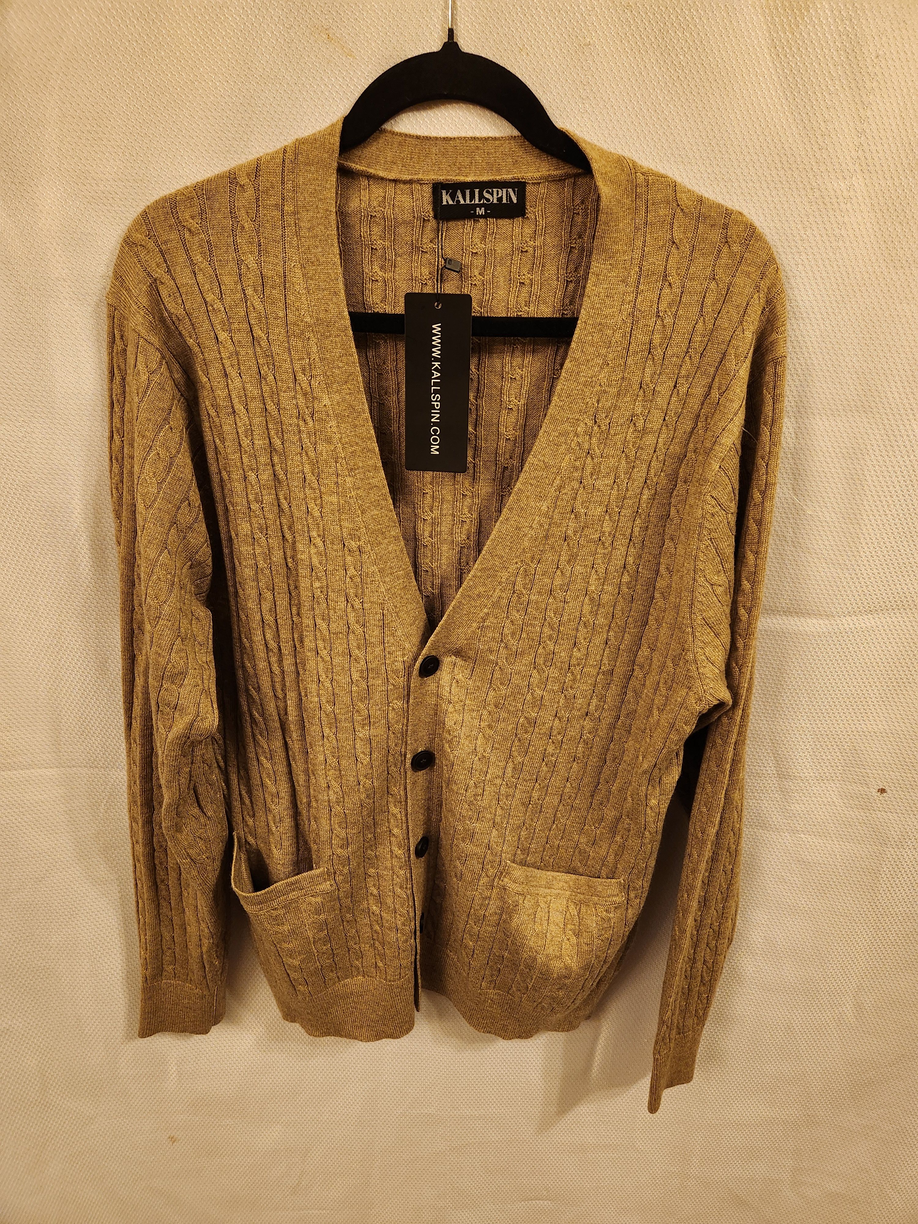 NWT Kallspin Cotton Blend Cable Knit Button Front Cardigan
