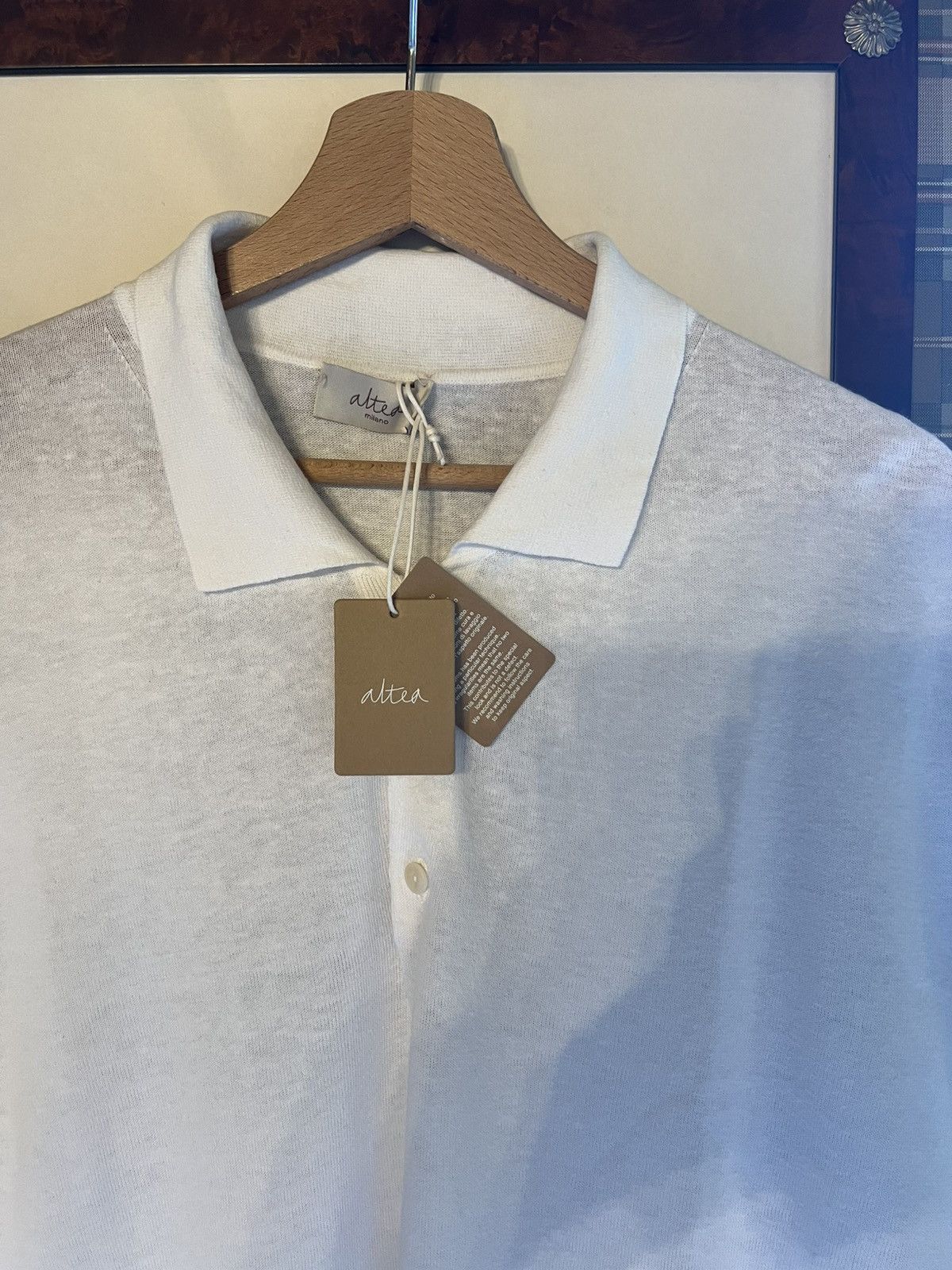 Altea Altea linen Polo with Button in white Size US L / EU 52-54 / 3 - 4 Thumbnail