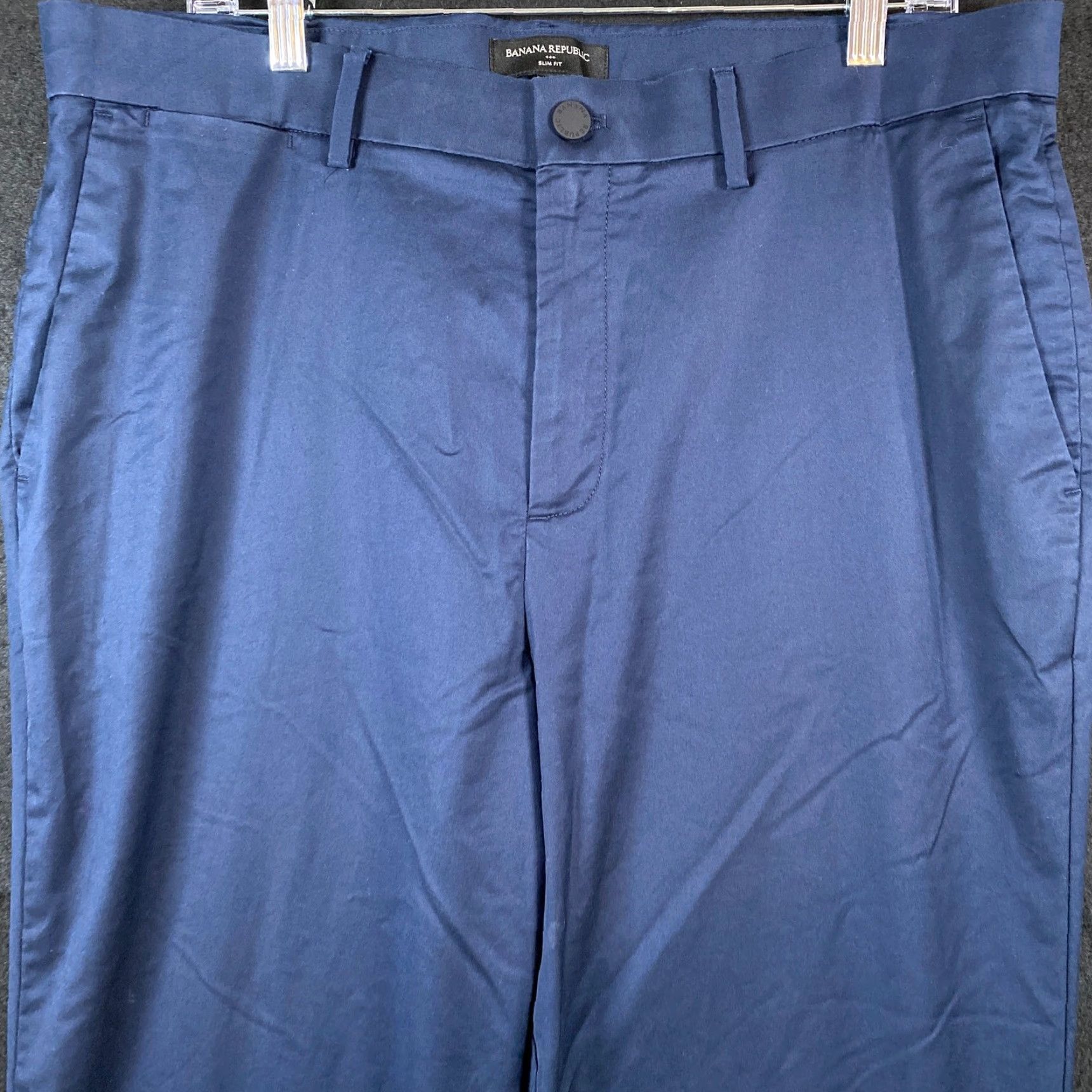 Banana Republic Banana Republic Men Pant Navy Blue Slim Fit Straight Dark Academia Stretch 36x34 Size US 37 - 2 Thumbnail