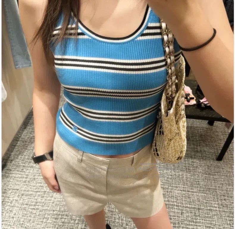 Chanel Chanel 24p blue striped knitted vest Size XS / US 0-2 / IT 36-38 - 2 Thumbnail