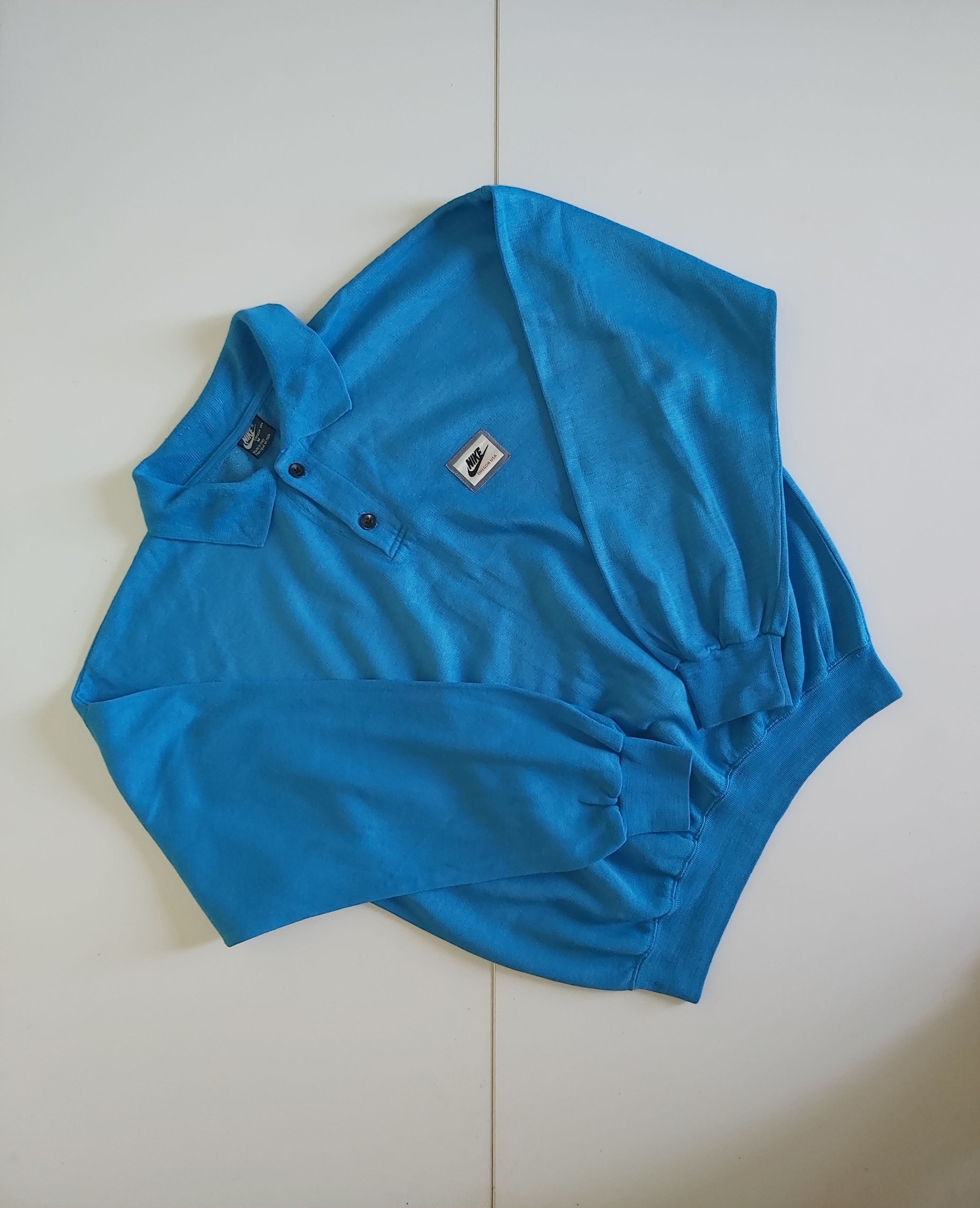 image of VTG 80's Ultra Rare Nike Oregon Usa Track Polo Sweatshirt in Blue, Men's (Size Medium)