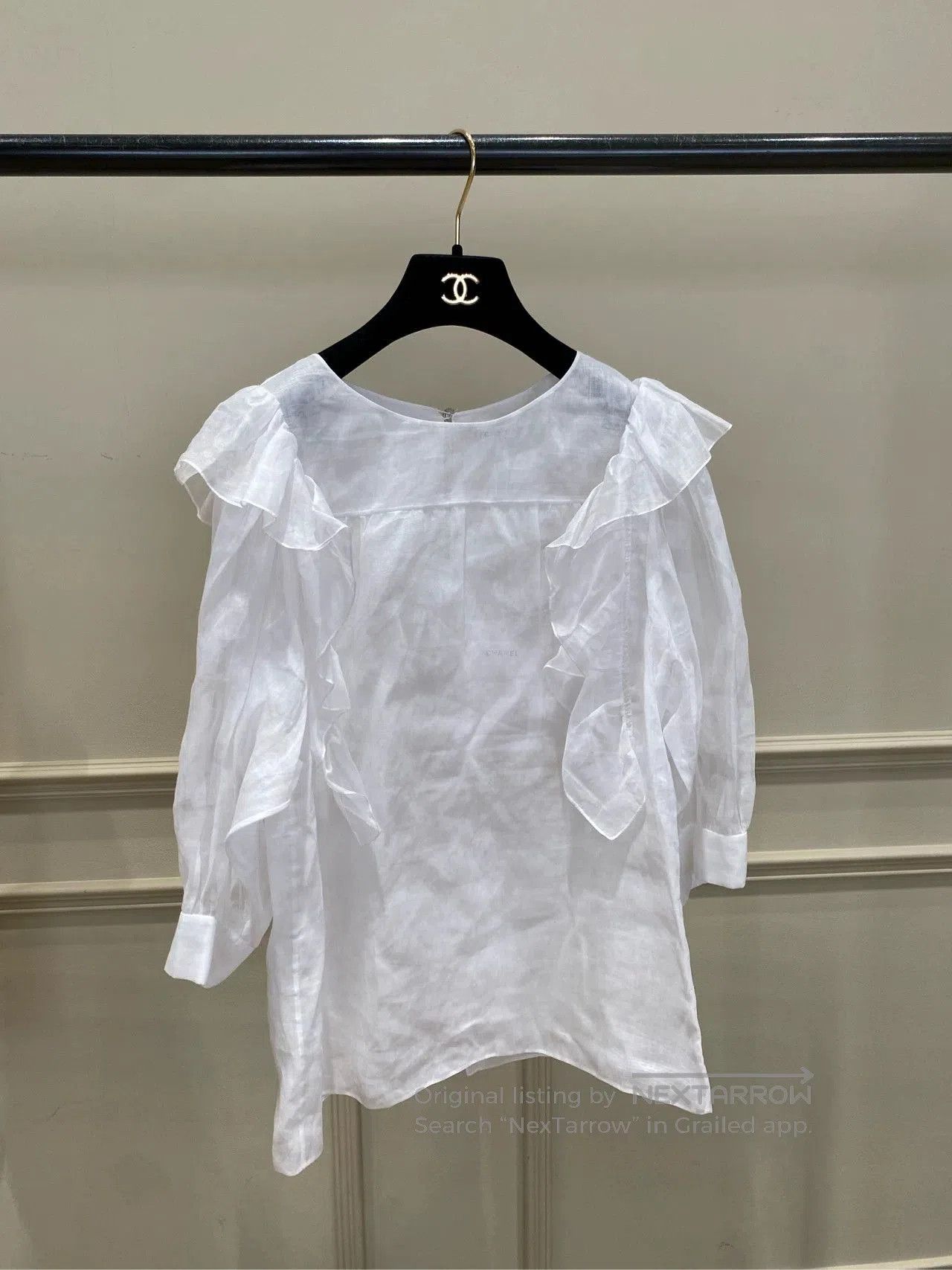 Chanel Chanel 23B White Ruffle Trim Blouse. Size US S / EU 44-46 / 1 - 1 Thumbnail