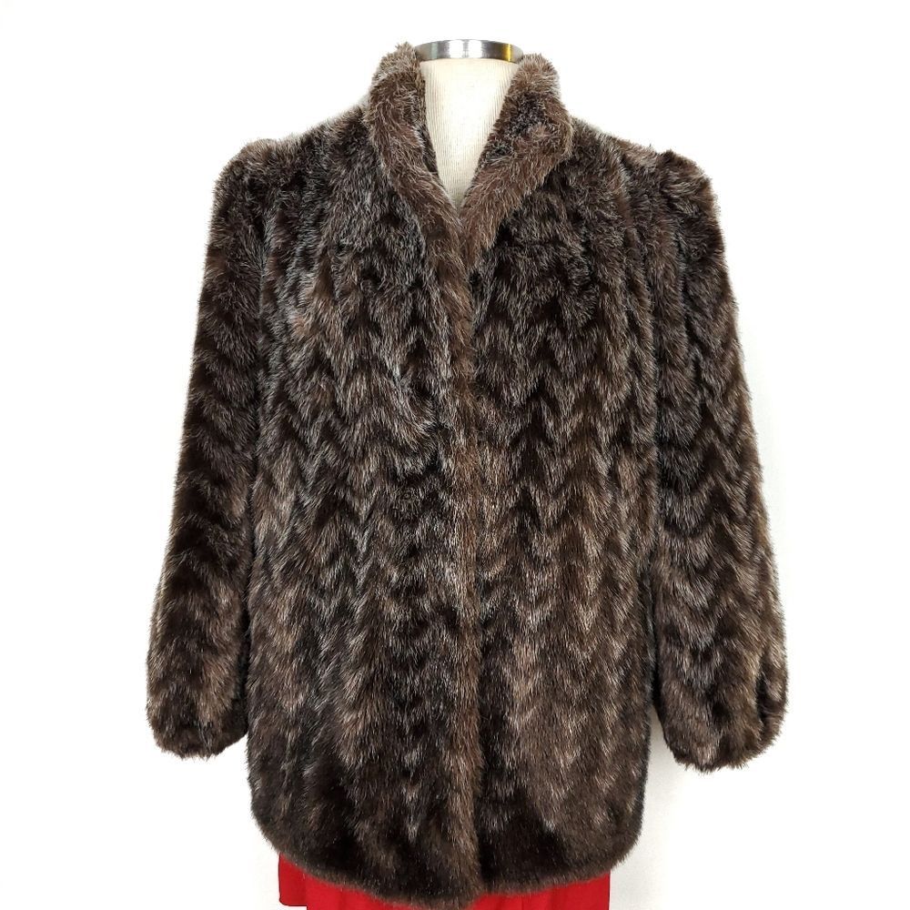 Vintage Style VI Faux Fur Jacket Brown Classy S-M