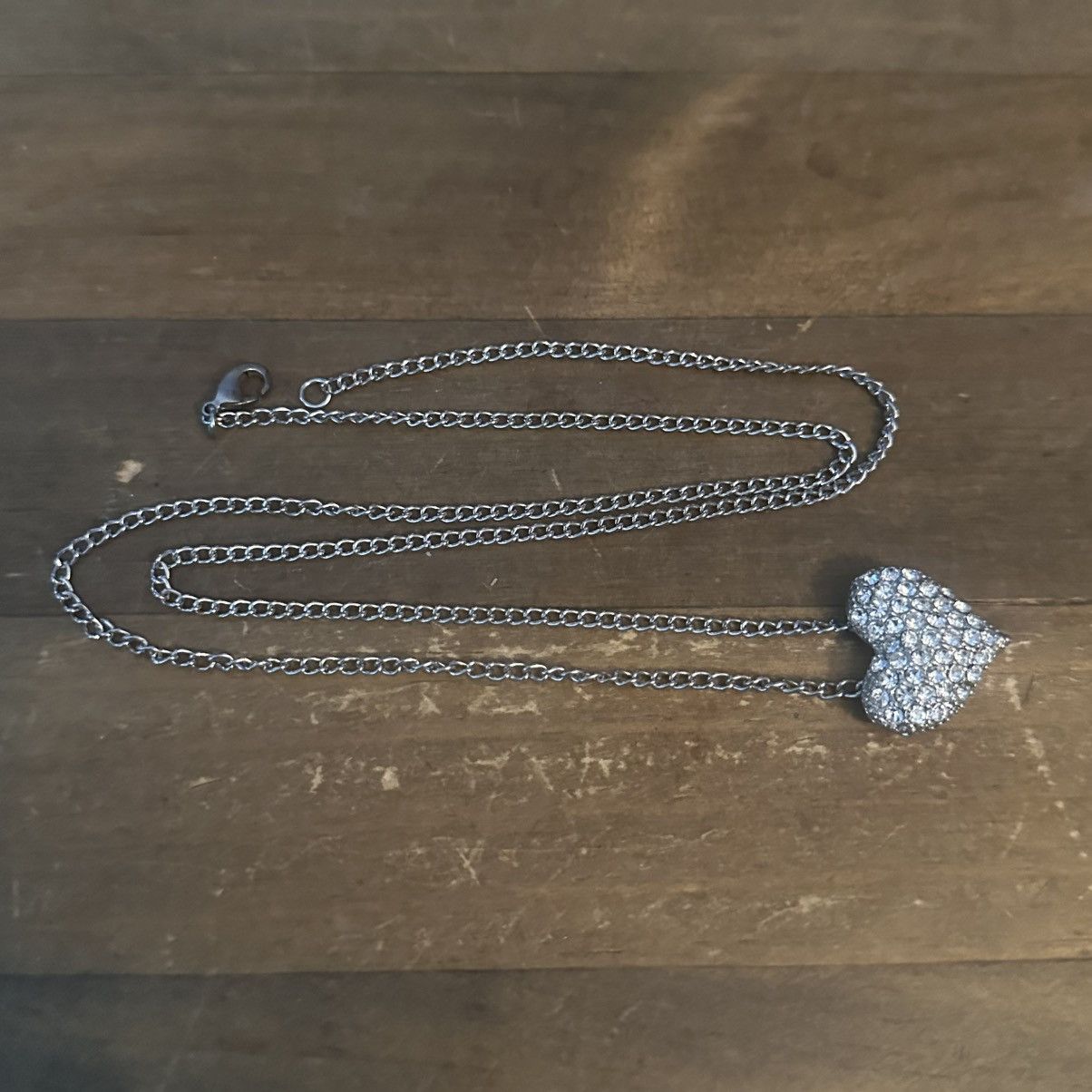 Other Silver tone paved rhinestone heart pendant necklace Size ONE SIZE - 2 Thumbnail